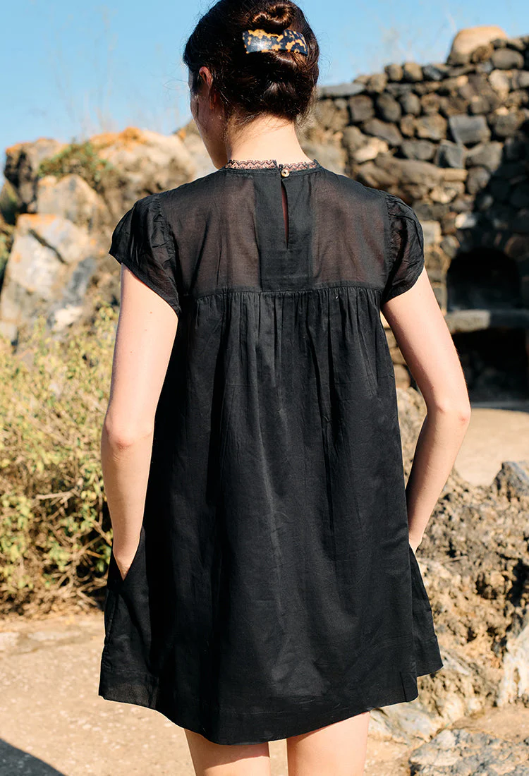 Ciao Lucia - Anabela Black Cotton Mini Dress - Image 5