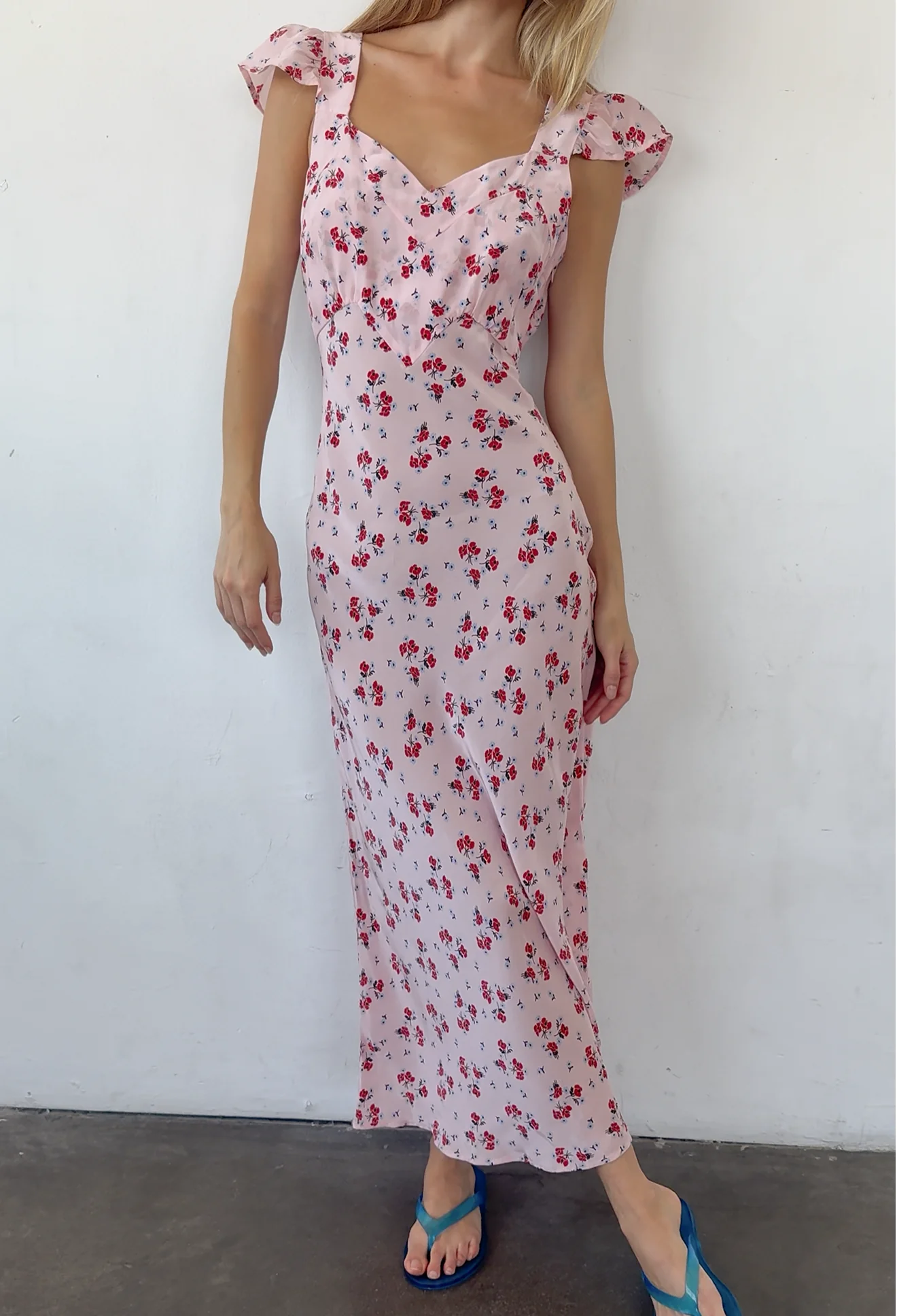 Ciao Lucia - Aurora Geranium Print Silk Midi Dress - Image 4