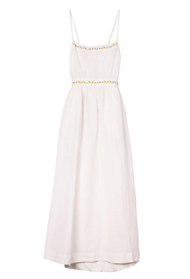 Ciao Lucia - Austine White Embroidered Linen Dress - Image 4