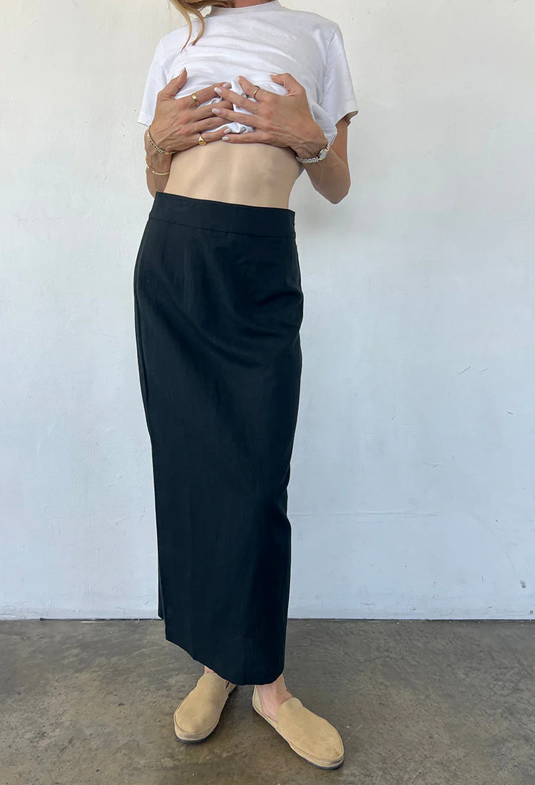 Ciao Lucia - Borgia Black Linen Skirt - Image 3