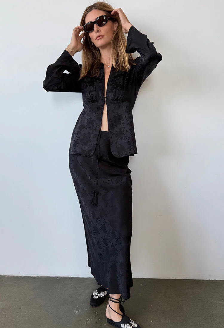 Ciao Lucia - Concetta Black Jacquard Skirt