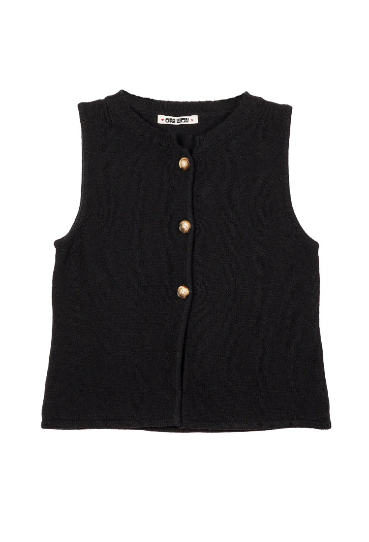 Ciao Lucia - Enea Knit Black Vest - Image 6
