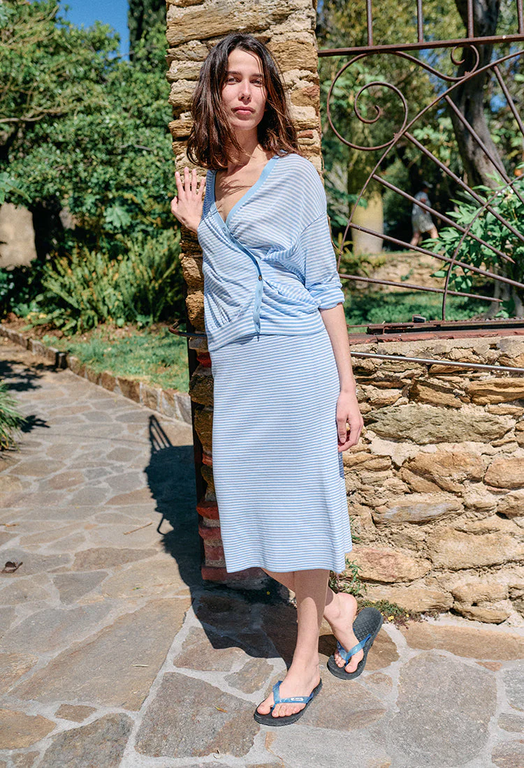 Ciao Lucia - Faye Periwinkle Sheer Knit Skirt - Image 4