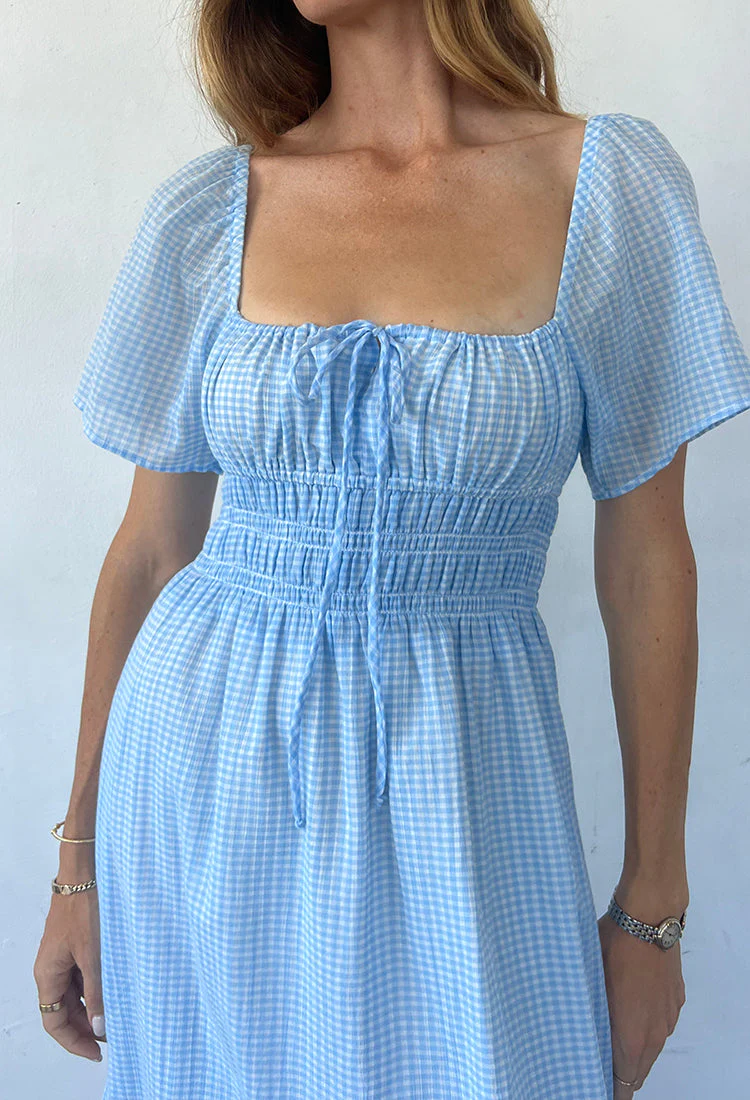 Ciao Lucia - Fiorella Sky Gingham Midi Dress - Image 3