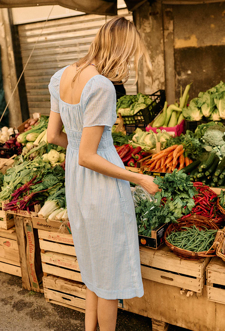 Ciao Lucia - Fiorella Sky Gingham Midi Dress - Image 7