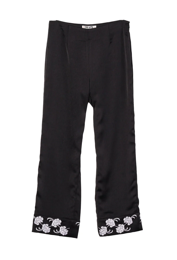 Ciao Lucia - Gilly Black Satin Pant - Image 2
