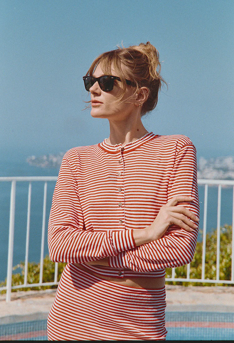 Ciao Lucia - Hydra Red Stripe Cardigan - Image 2