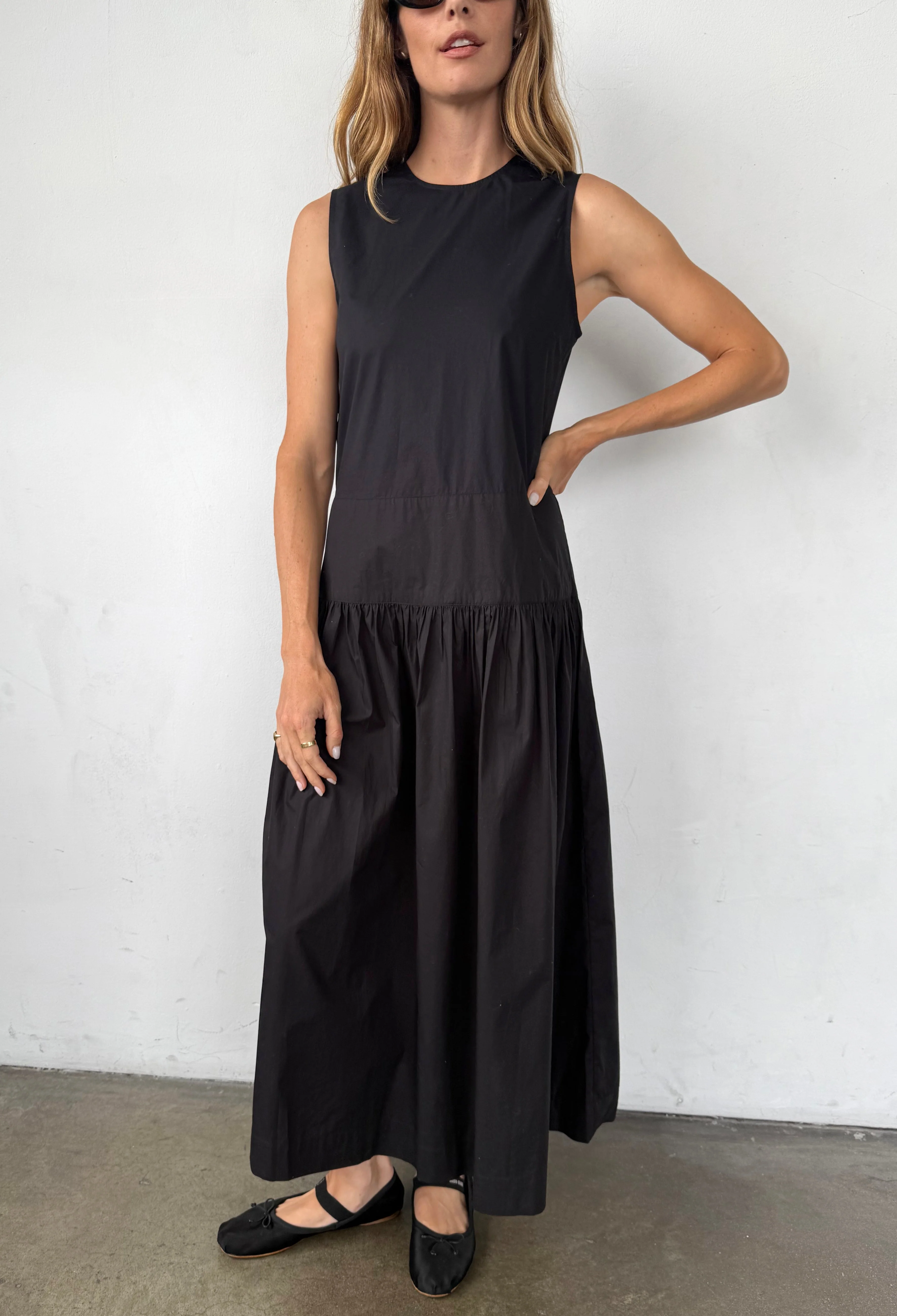 Ciao Lucia - Jenetta Black Cotton Poplin Dress - Image 3