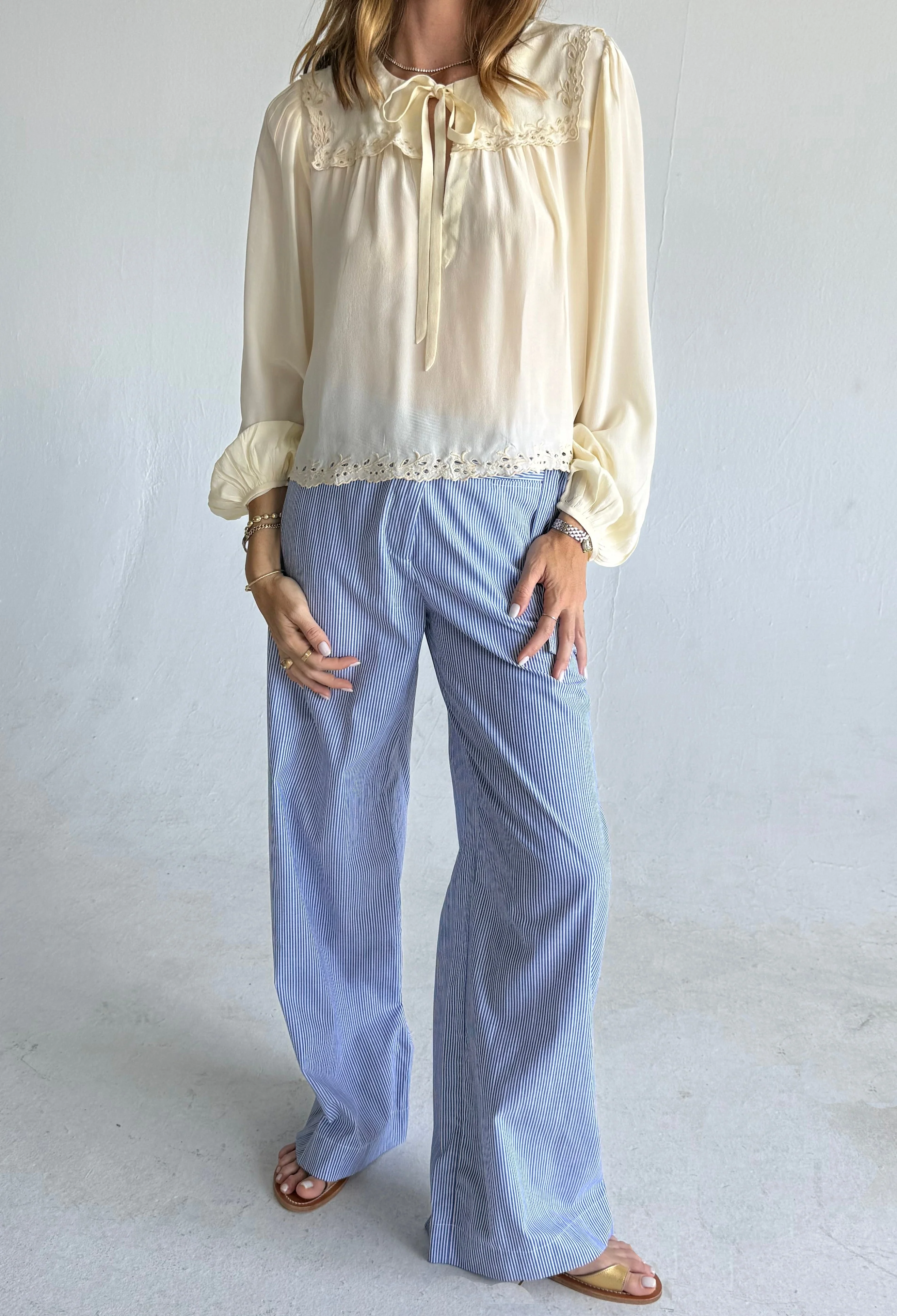 Ciao Lucia - Jona Cream Silk Top - Image 2