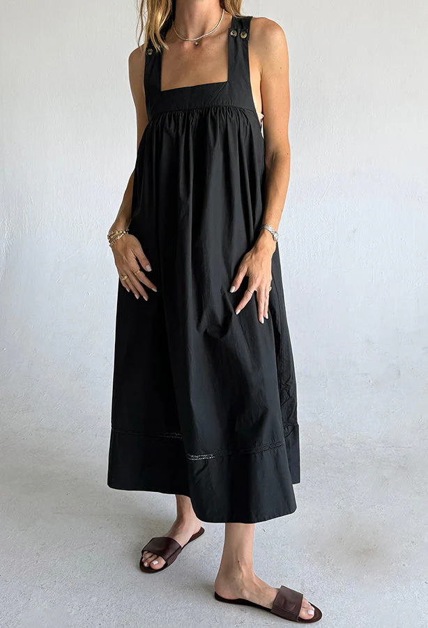 Ciao Lucia - Laura Black Cotton Dress - Image 2