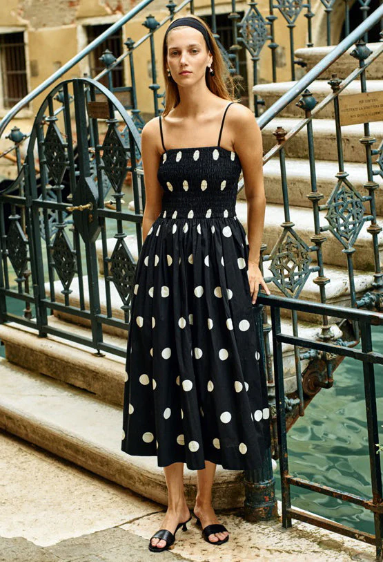Ciao Lucia - Mael Smocked Polka Dot Midi Dress - Image 2