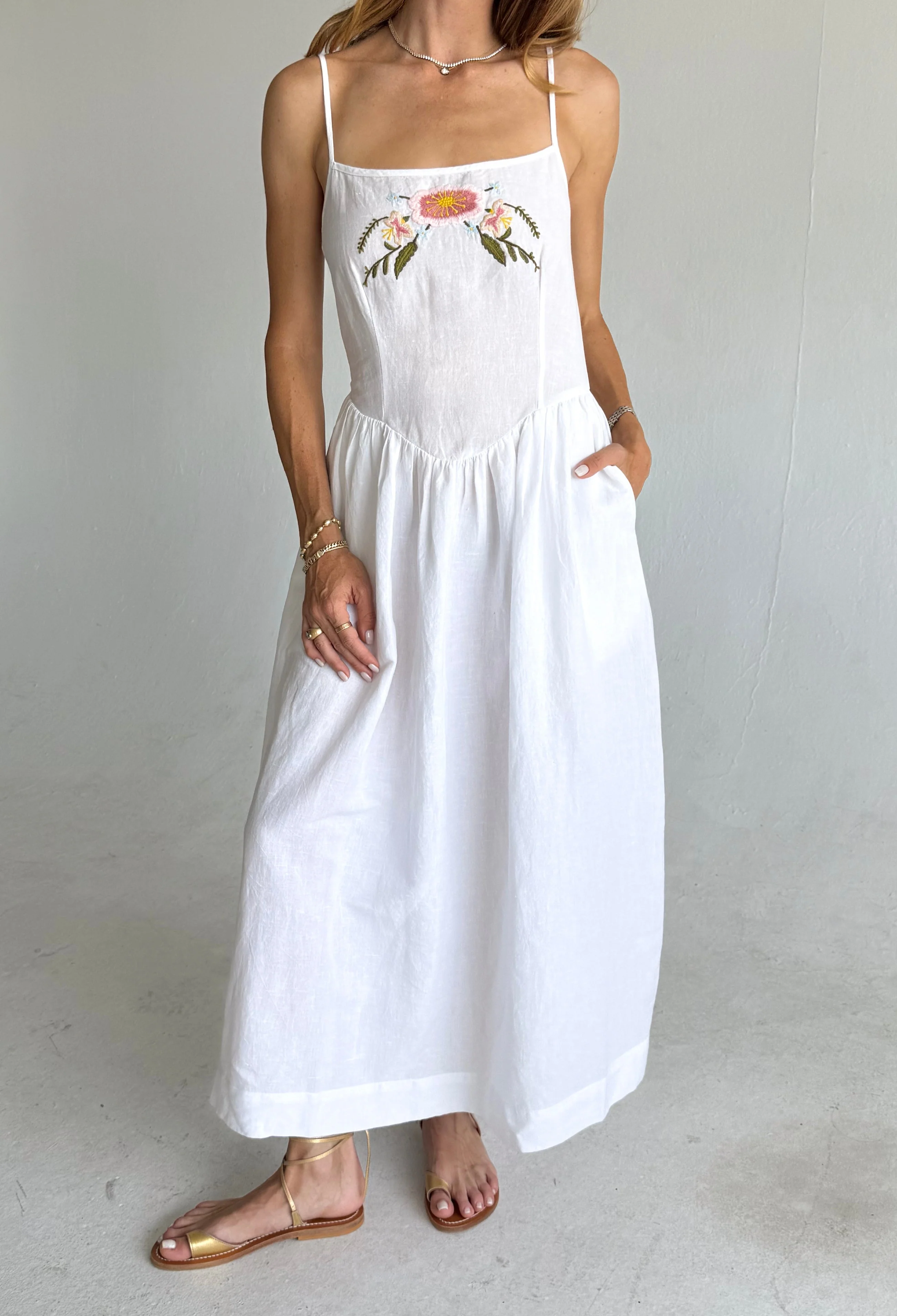 Ciao Lucia - Neroni White Embroidered Linen Dress - Image 7