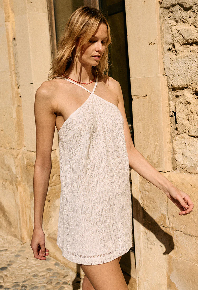 Ciao Lucia - Noemi White Crochet Lace Mini Dress - Image 3
