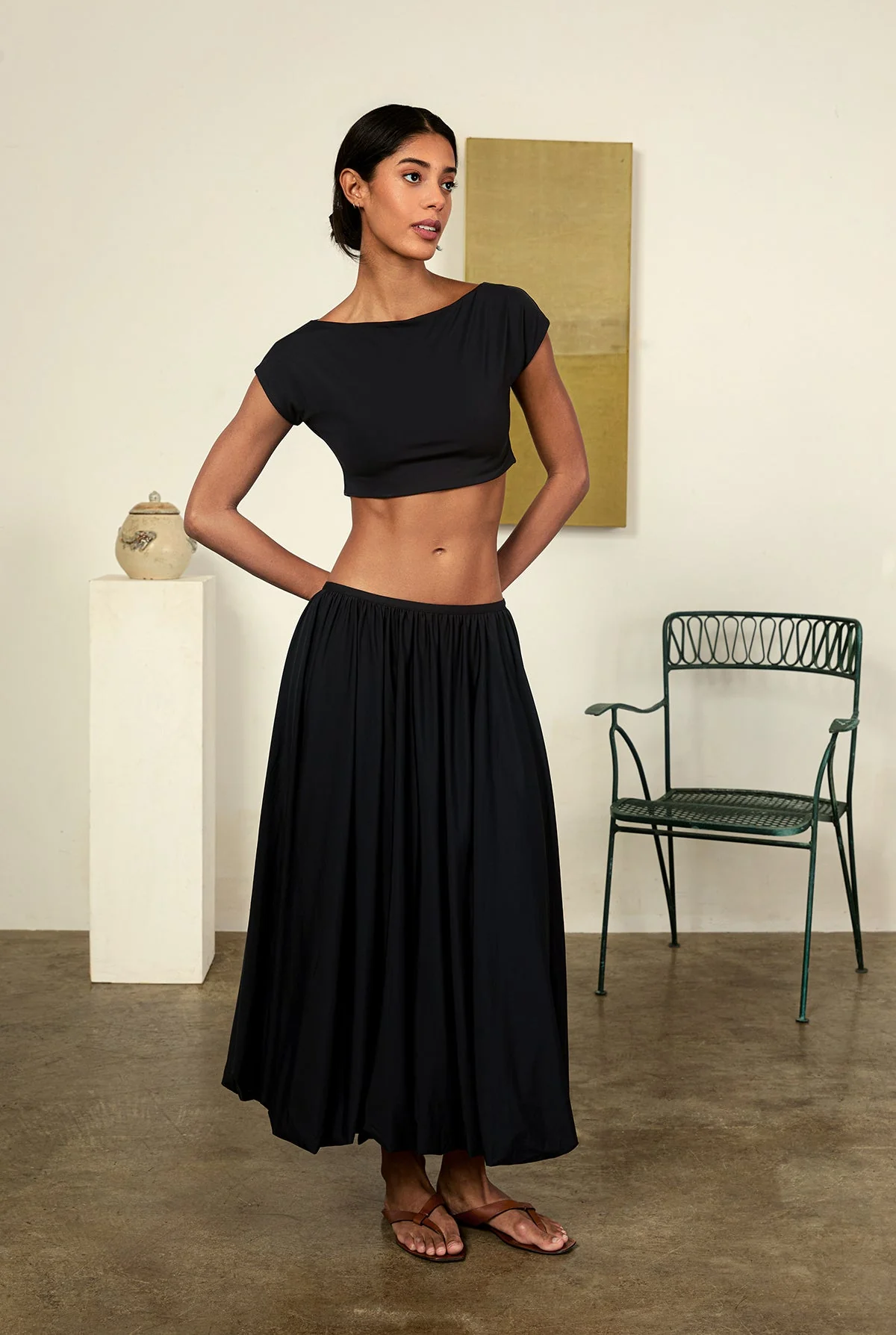 Ciao Lucia - Razza Black Jersey Crop Top - Image 5