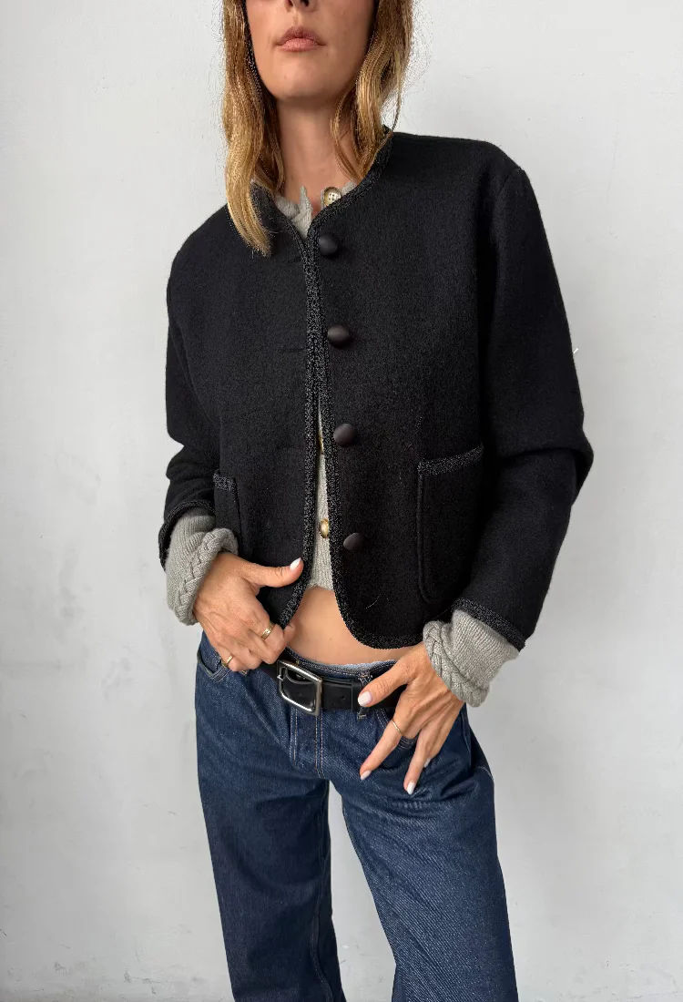 Ciao Lucia - Simona Black Wool Coat - Image 8