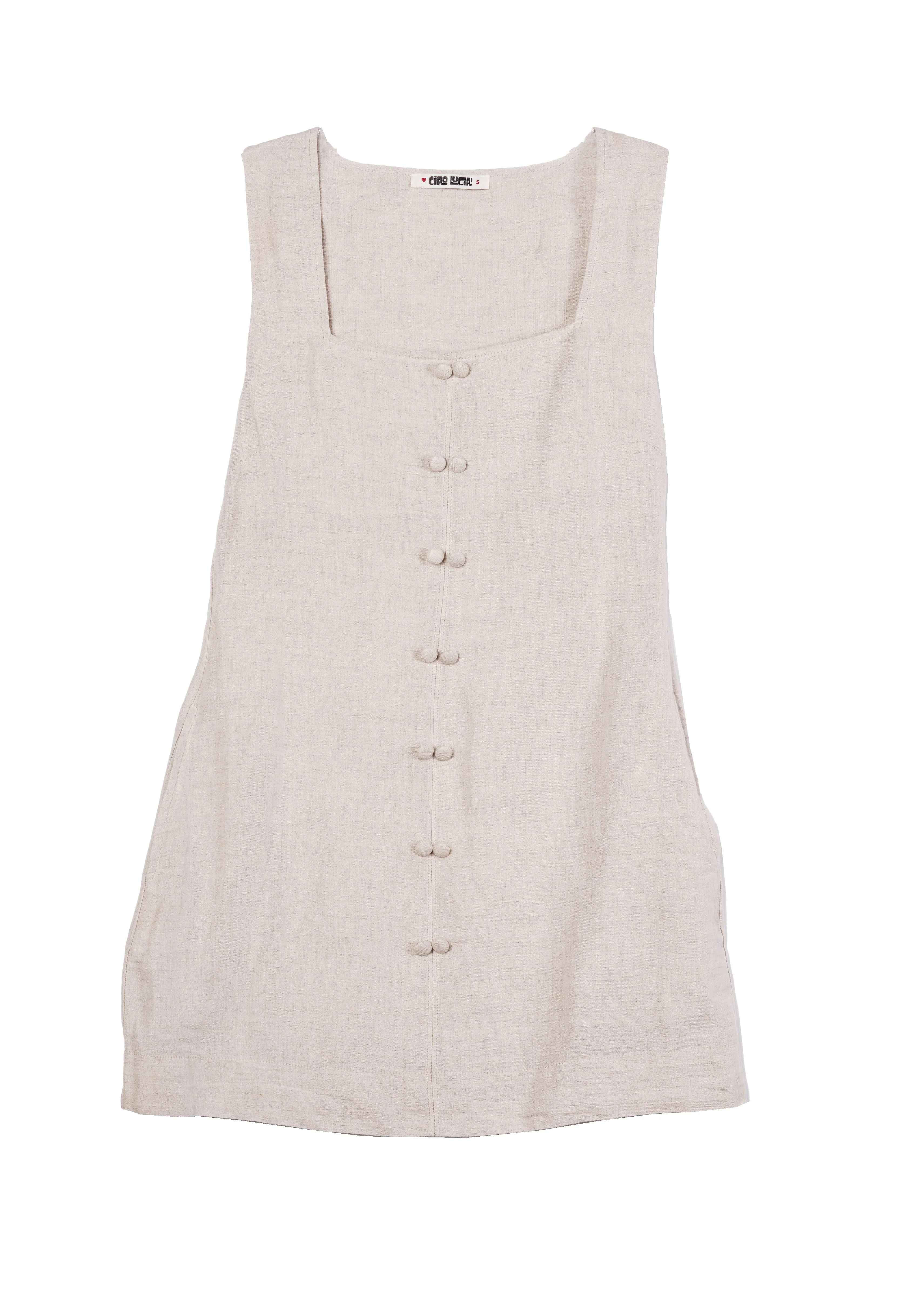 Ciao Lucia - Virginie Oatmeal Linen Dress - Image 8