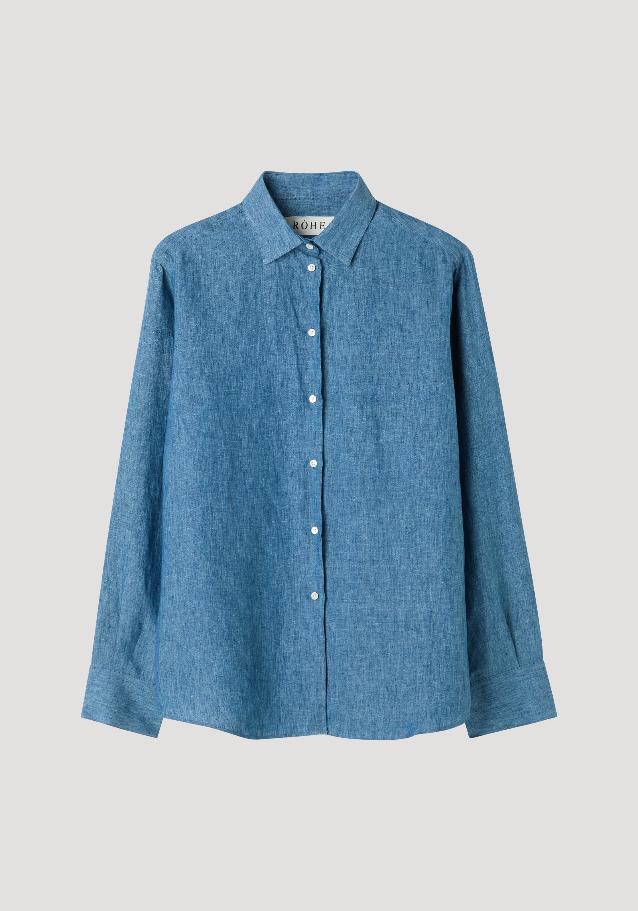 ROHE - Classic chambray shirt | ocean blue - Image 5