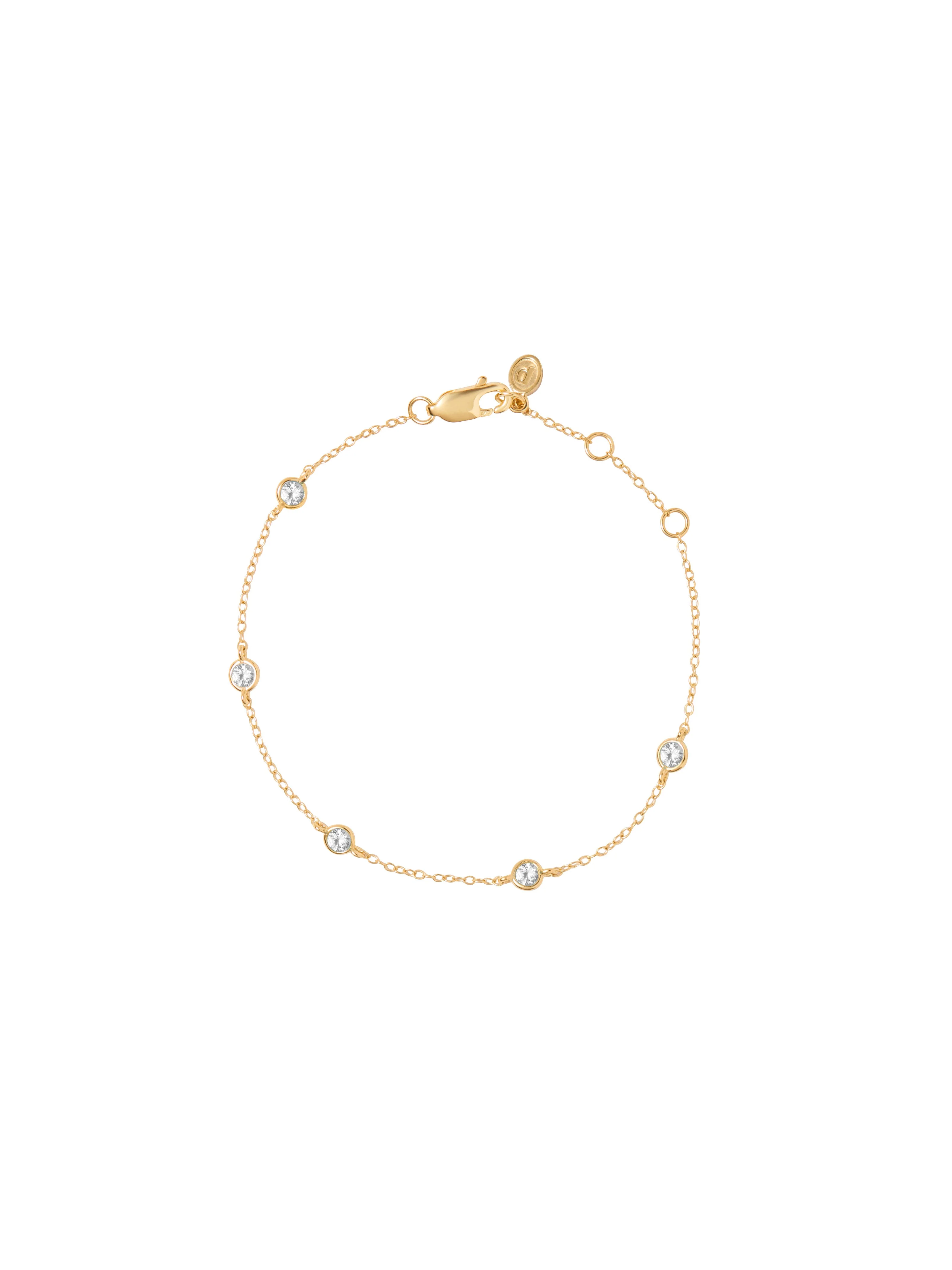 Dorsey - CLEMENCE, LAB WHITE SAPPHIRE 5 STONE STRAND BRACELET, GOLD