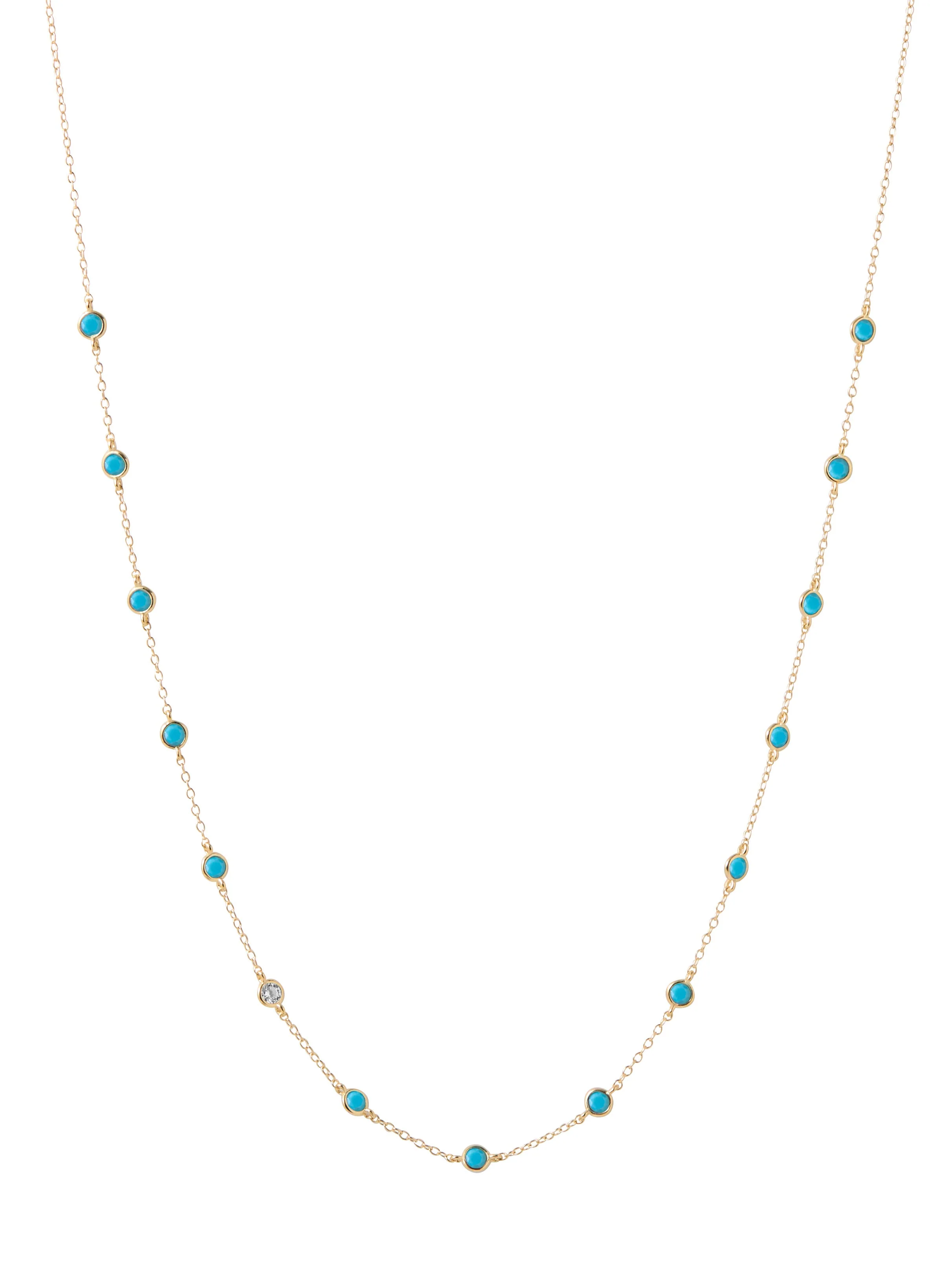 Dorsey - CLEMENCE, NANO TURQUOISE AND LAB DIAMOND 15 STONE STRAND NECKLACE, GOLD
