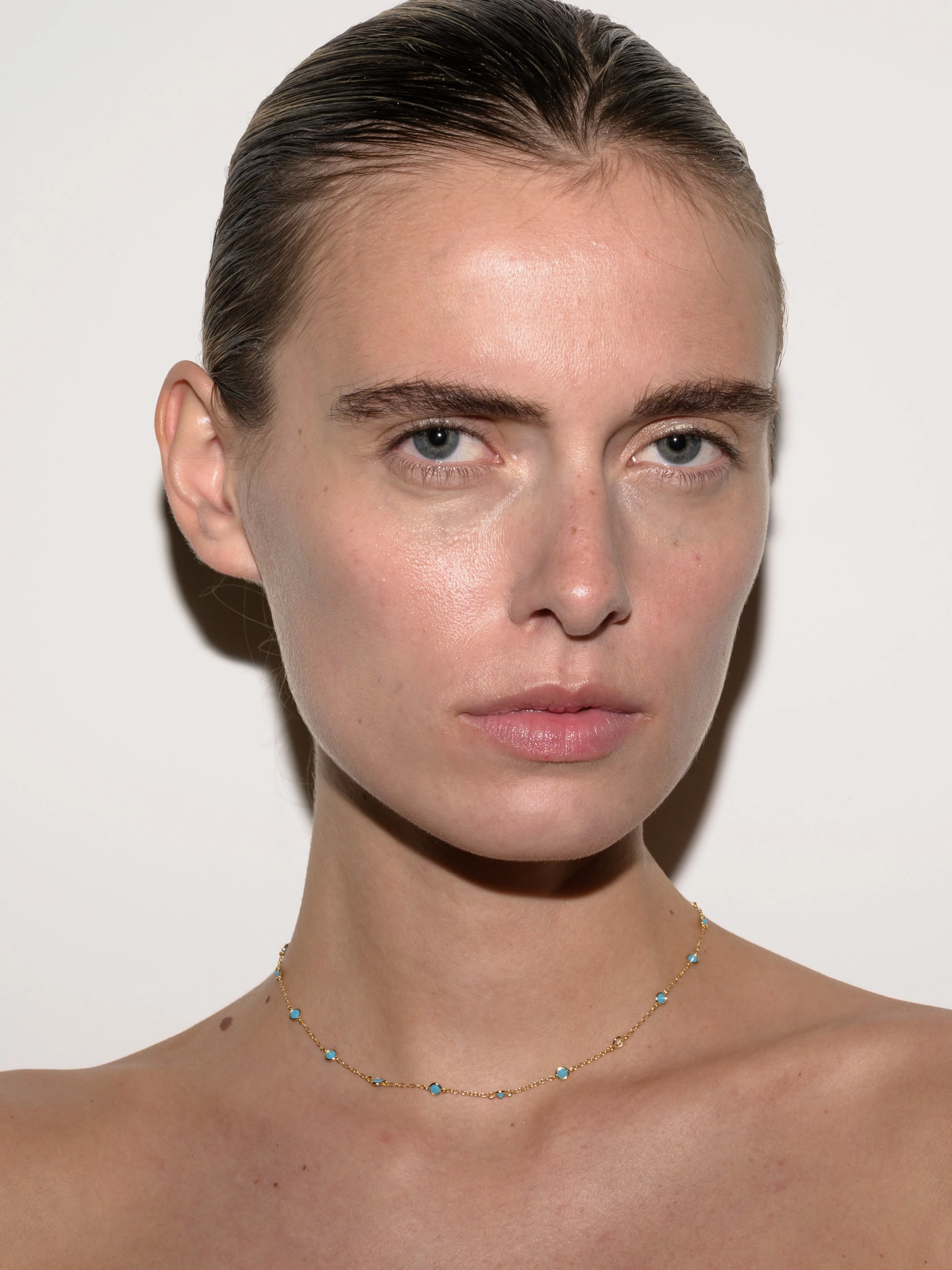 Dorsey - CLEMENCE, NANO TURQUOISE AND LAB DIAMOND 15 STONE STRAND NECKLACE, GOLD - Image 2