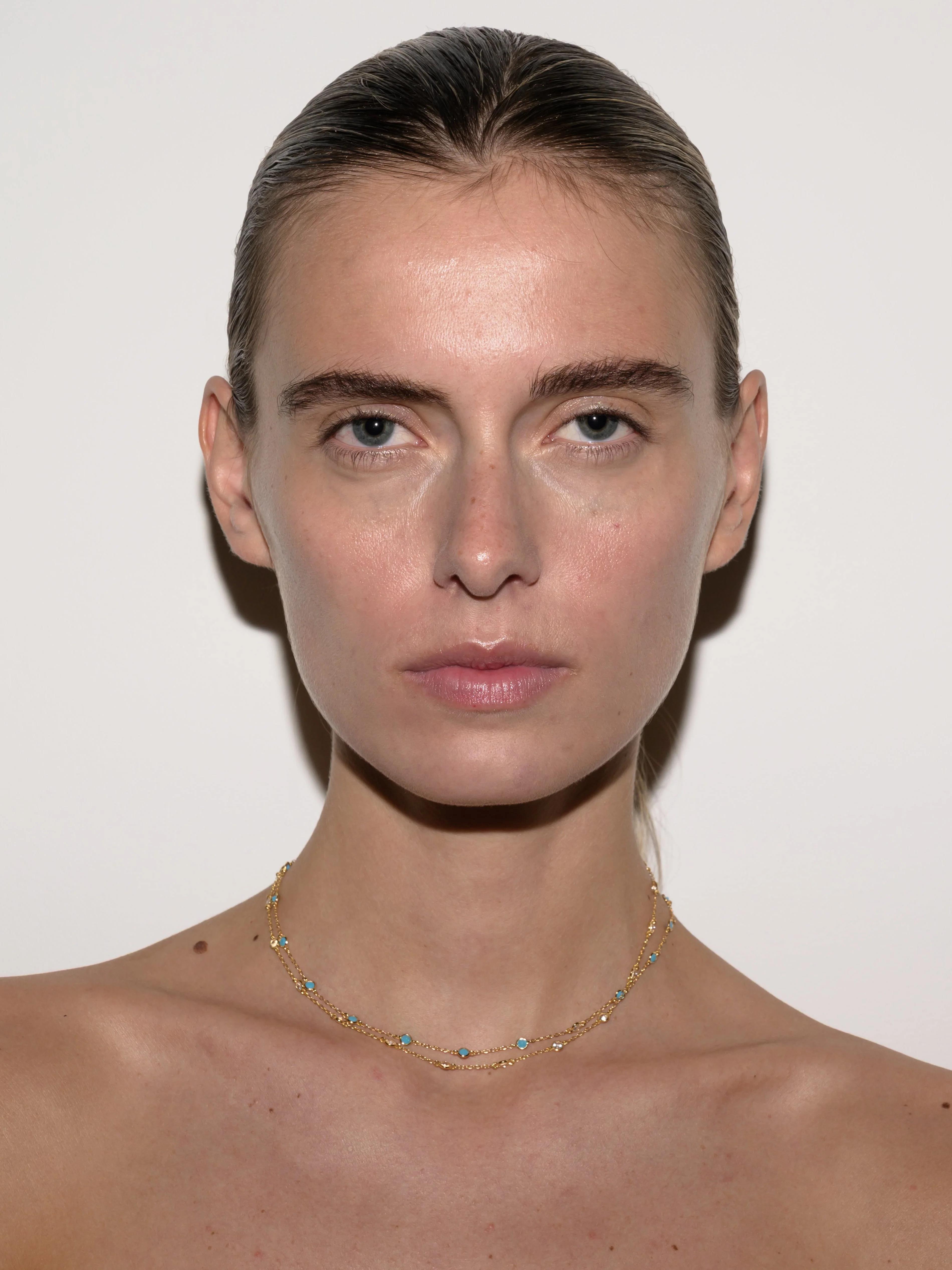 Dorsey - CLEMENCE, NANO TURQUOISE AND LAB DIAMOND 15 STONE STRAND NECKLACE, GOLD - Image 3