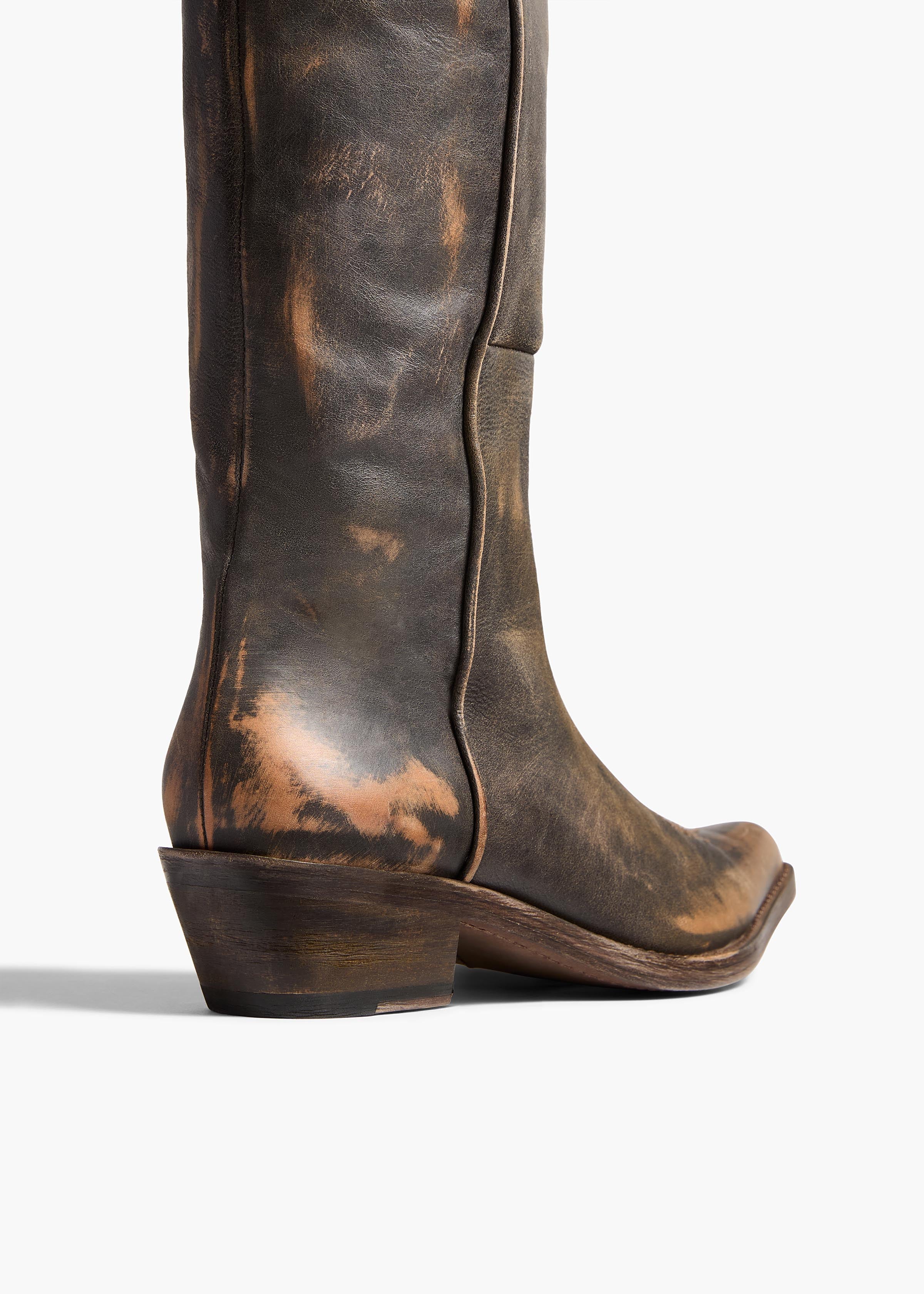 Khaite - Clive Over - the - Knee Flat Boot in Vintage Black Leather - Image 3
