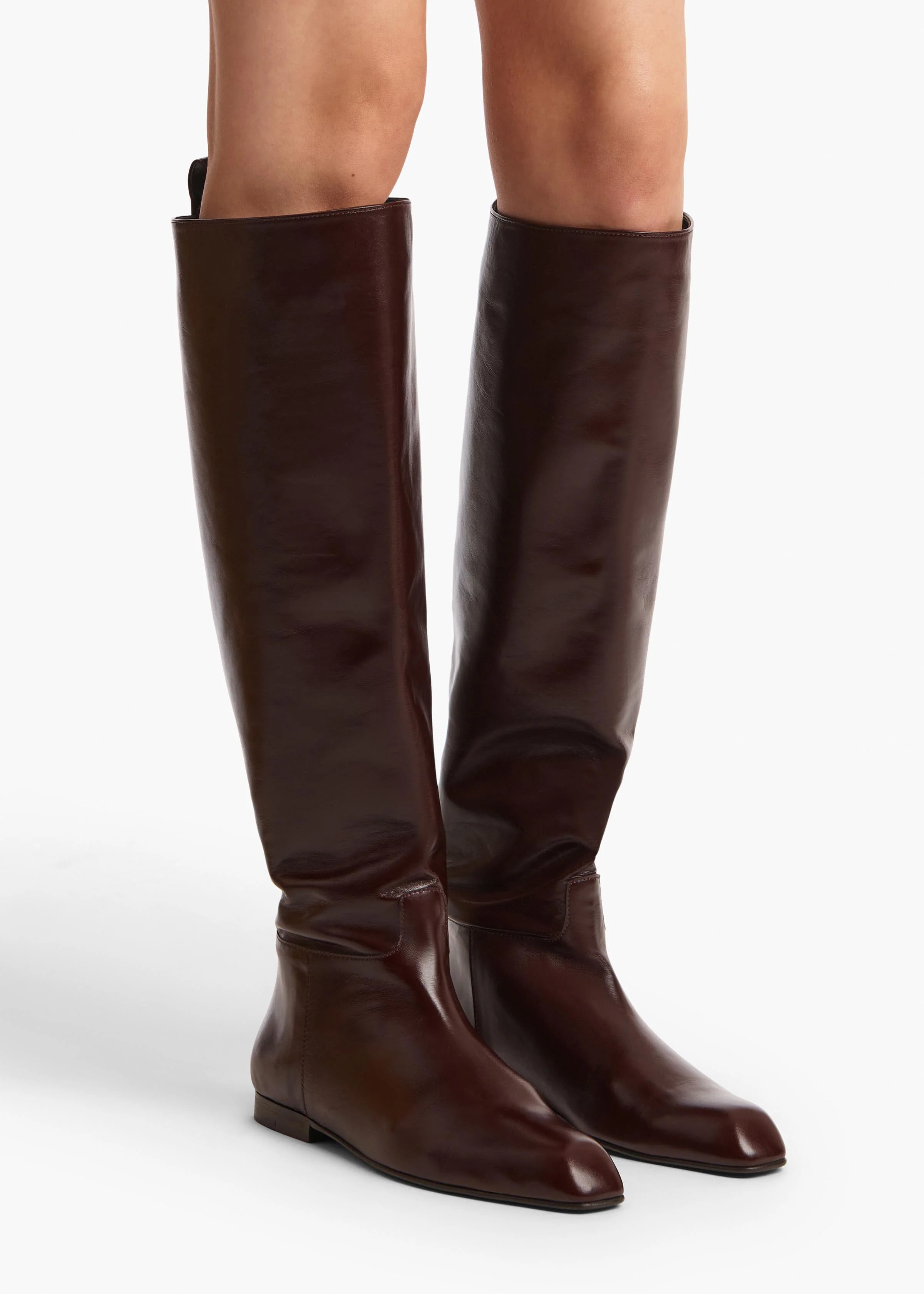 Khaite - Colt Knee - High Boot in Bordeaux Glazed Leather - Image 4
