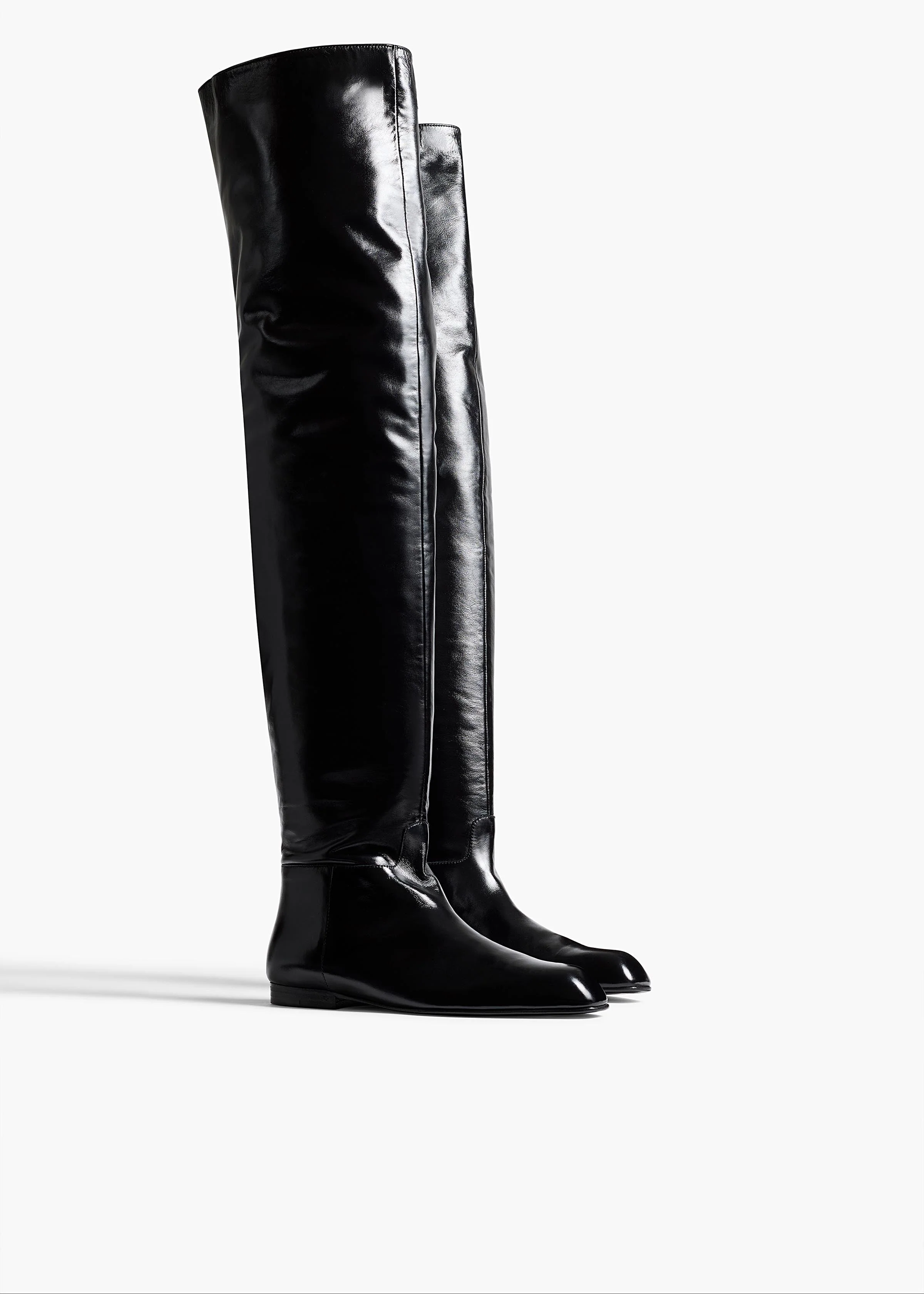 Khaite - Colt Over - the - Knee Boot in Black Glazed Leather - Image 2