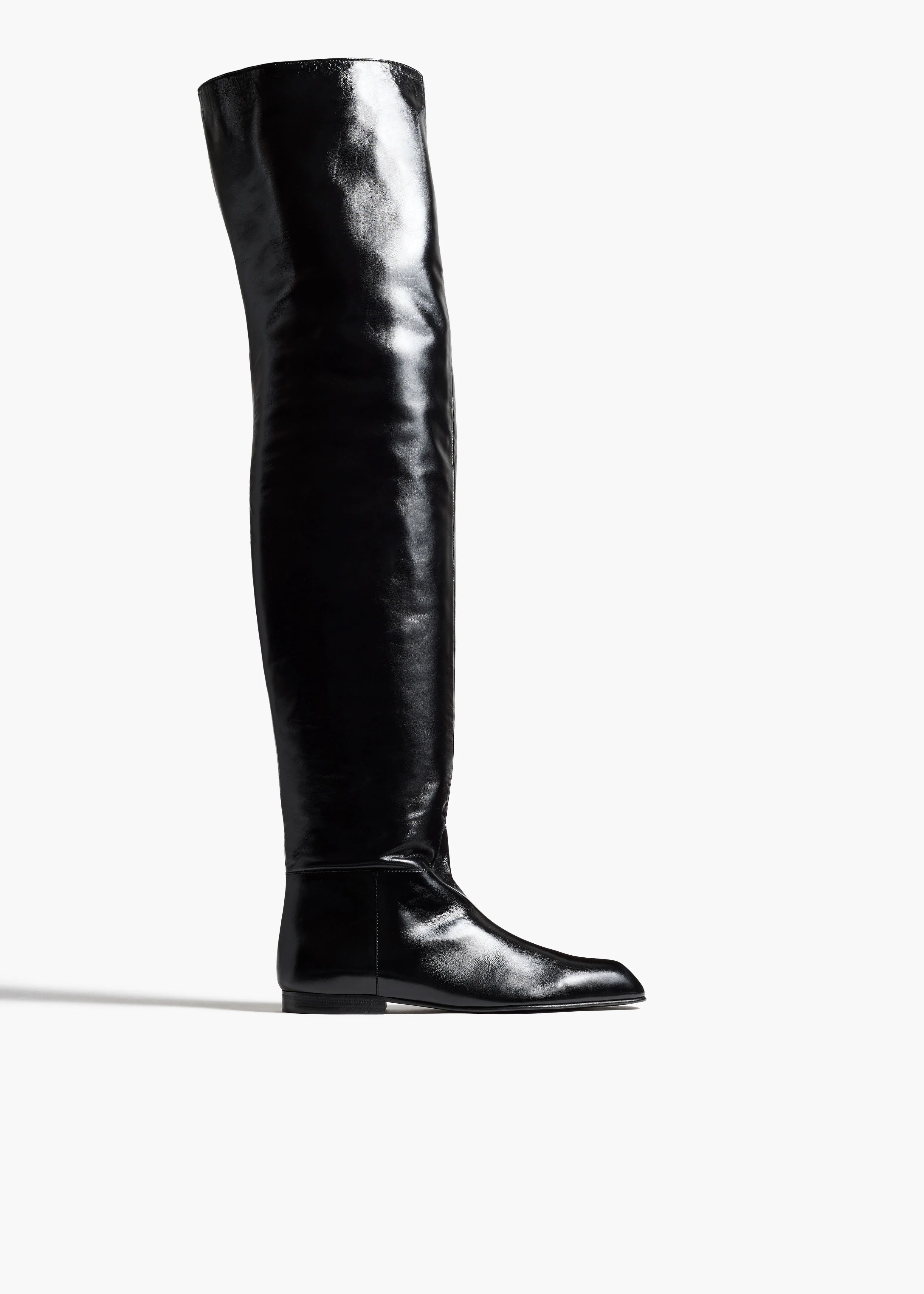 Khaite - Colt Over - the - Knee Boot in Black Glazed Leather - Image 6