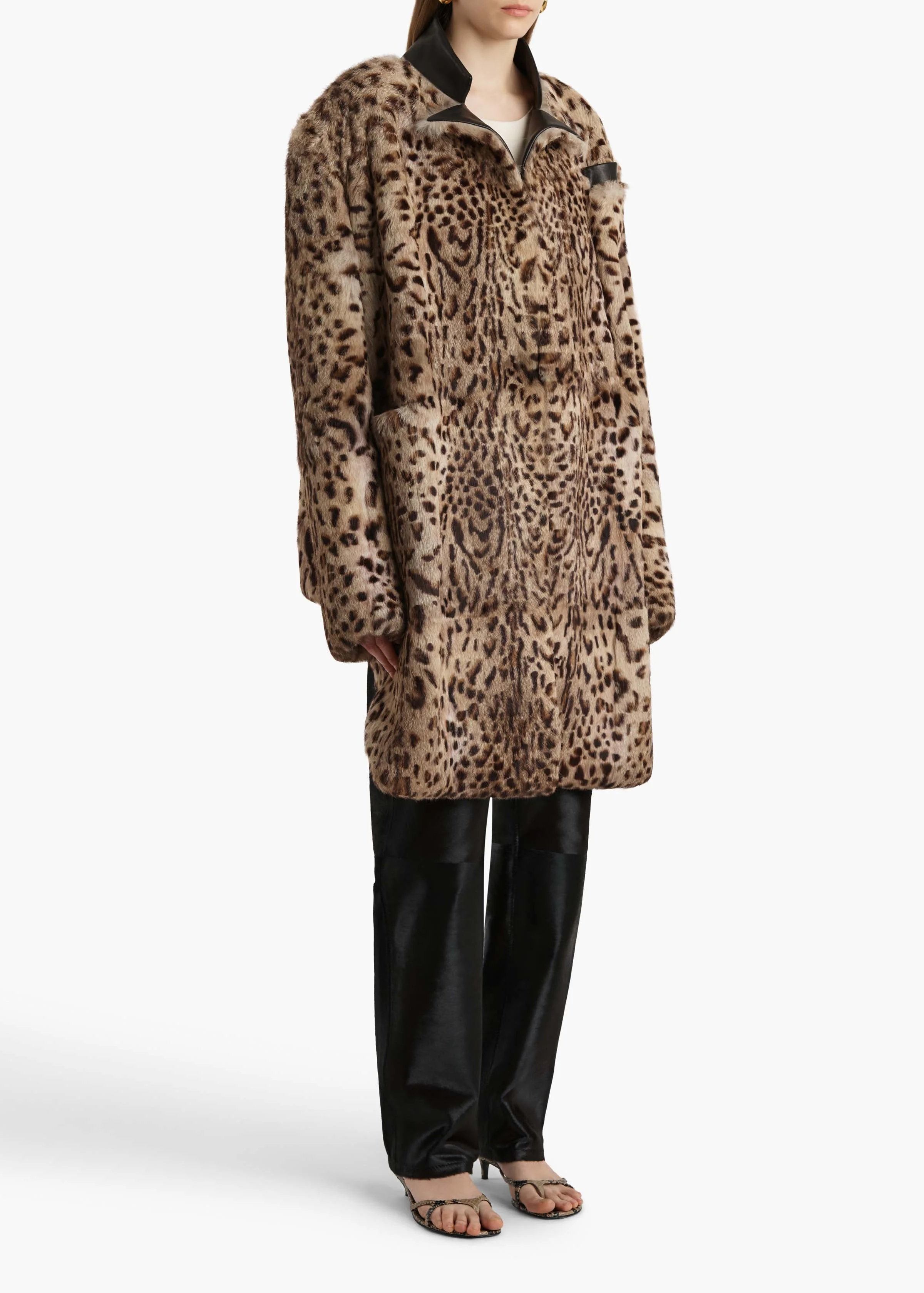 Khaite - Comelle Coat in Leopard Print Lapin - Image 10