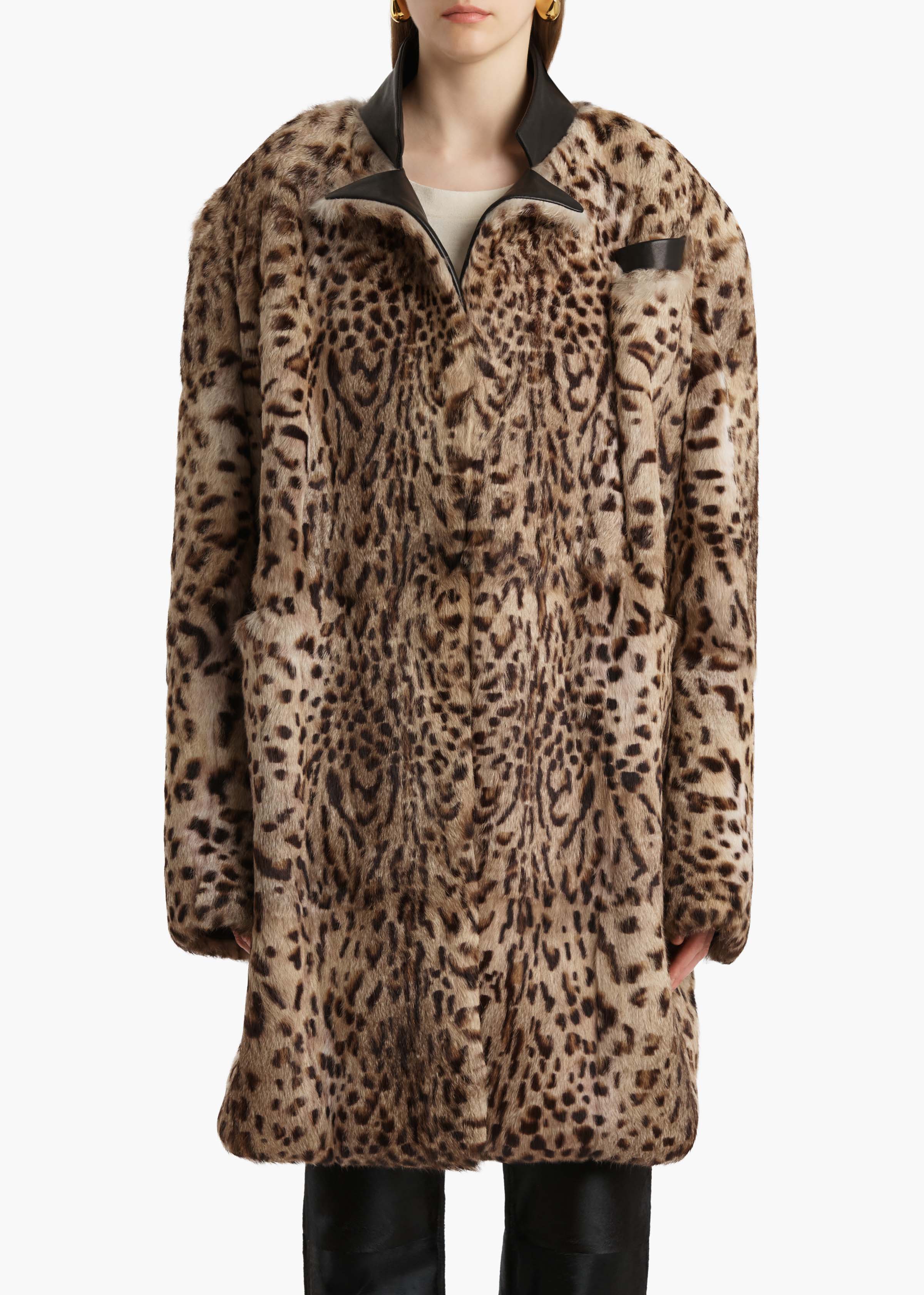 Khaite - Comelle Coat in Leopard Print Lapin - Image 11