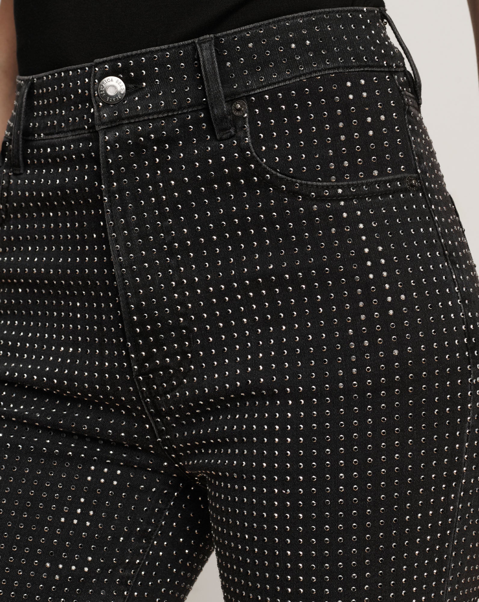 Veronica Beard - Crosbie Rhinestone Slim Wide - Leg Jean - Image 6