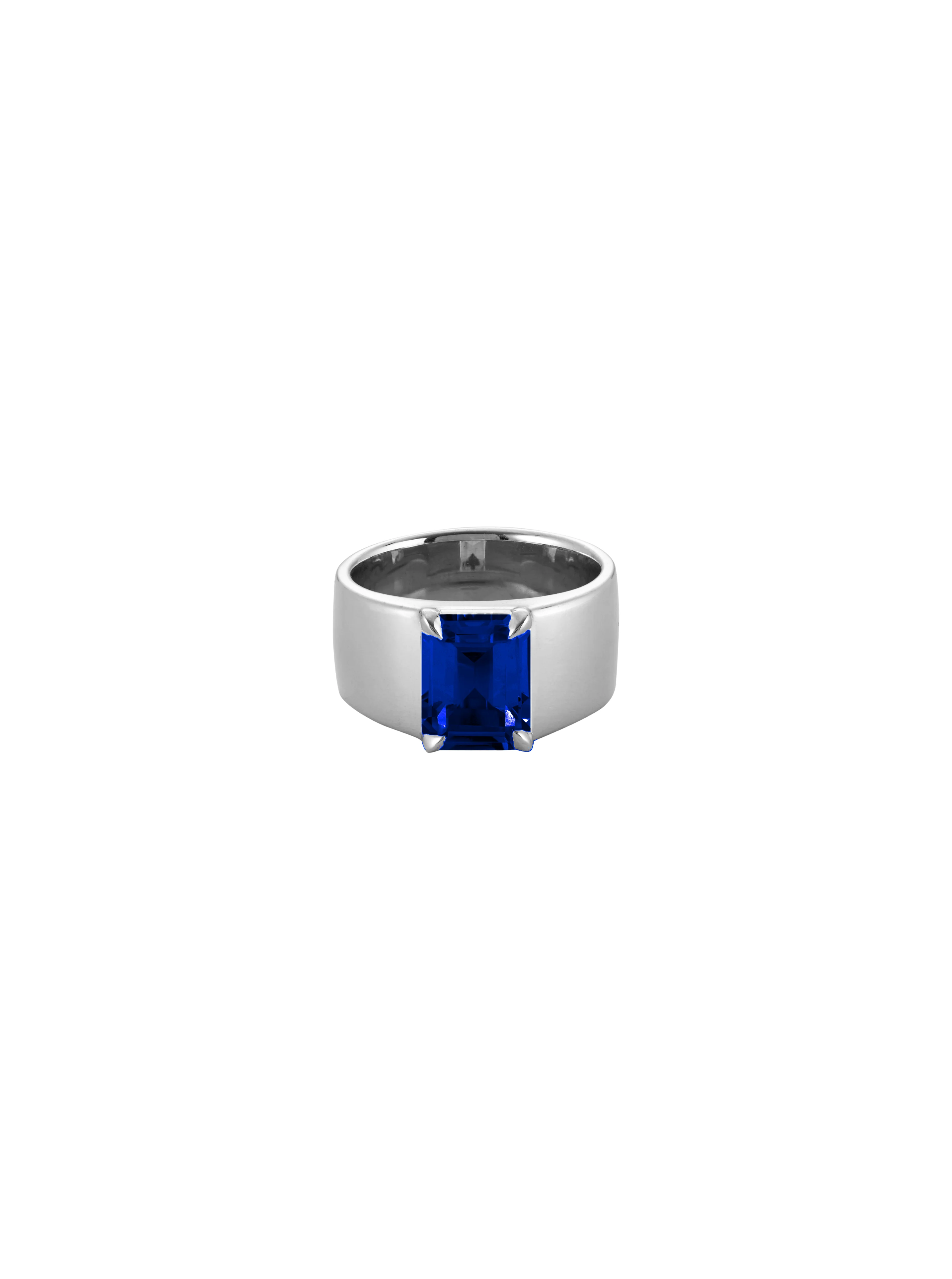 Dorsey - DAMIAN LAB BLUE SAPPHIRE CIGAR BAND, SILVER