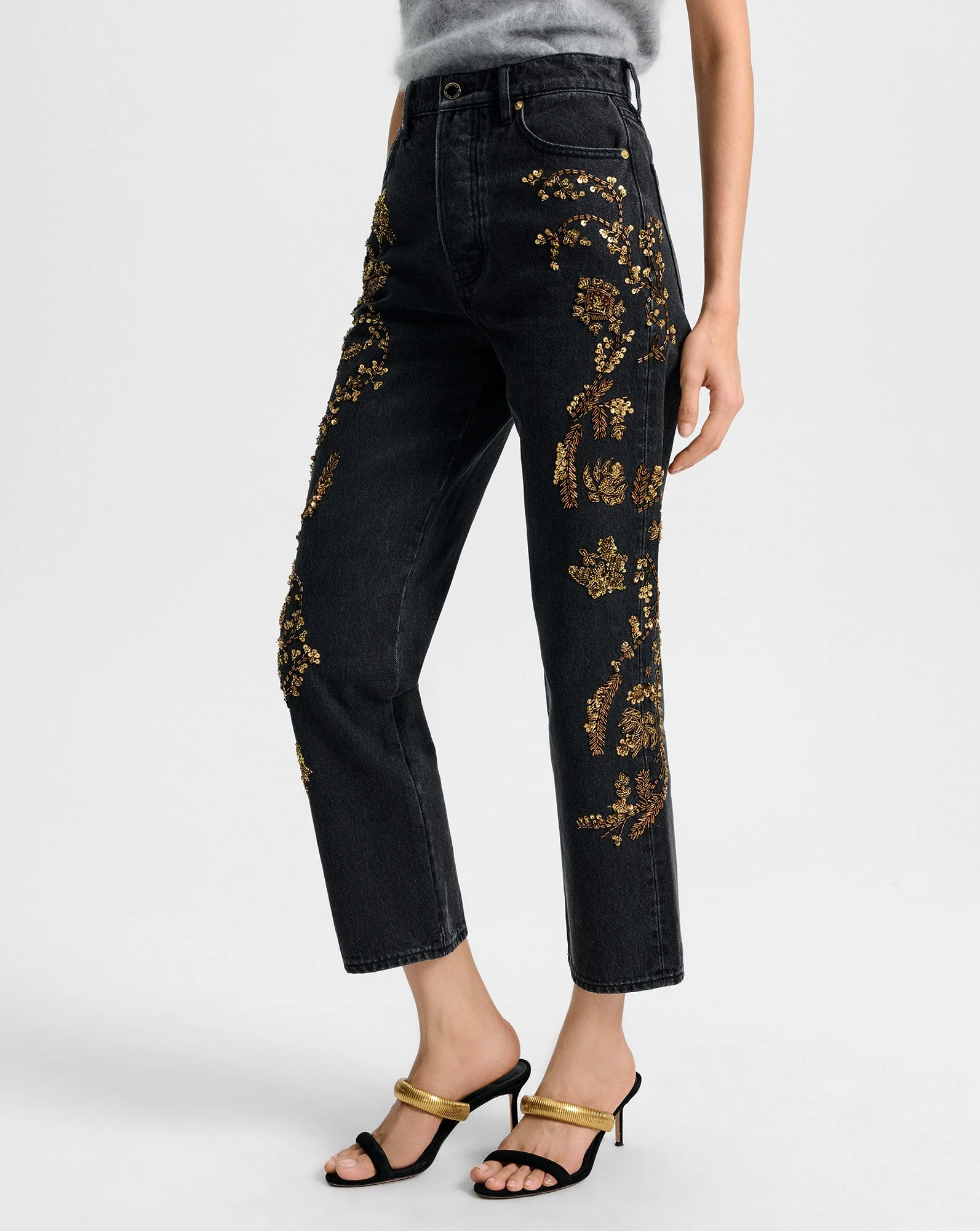Veronica Beard - Daniela Embellished Straight - Leg Jean - Image 2