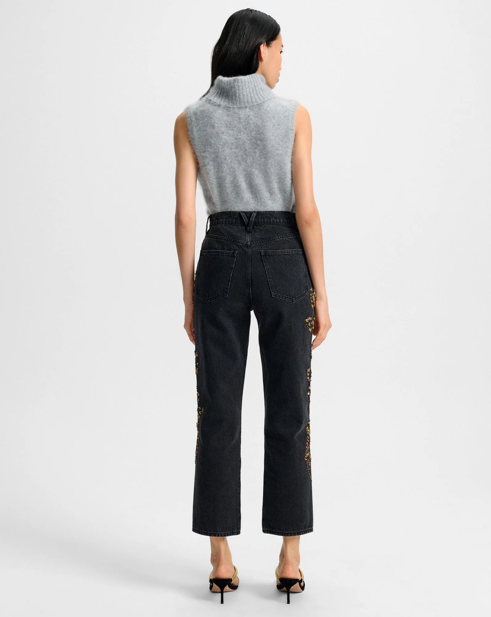 Veronica Beard - Daniela Embellished Straight - Leg Jean - Image 5