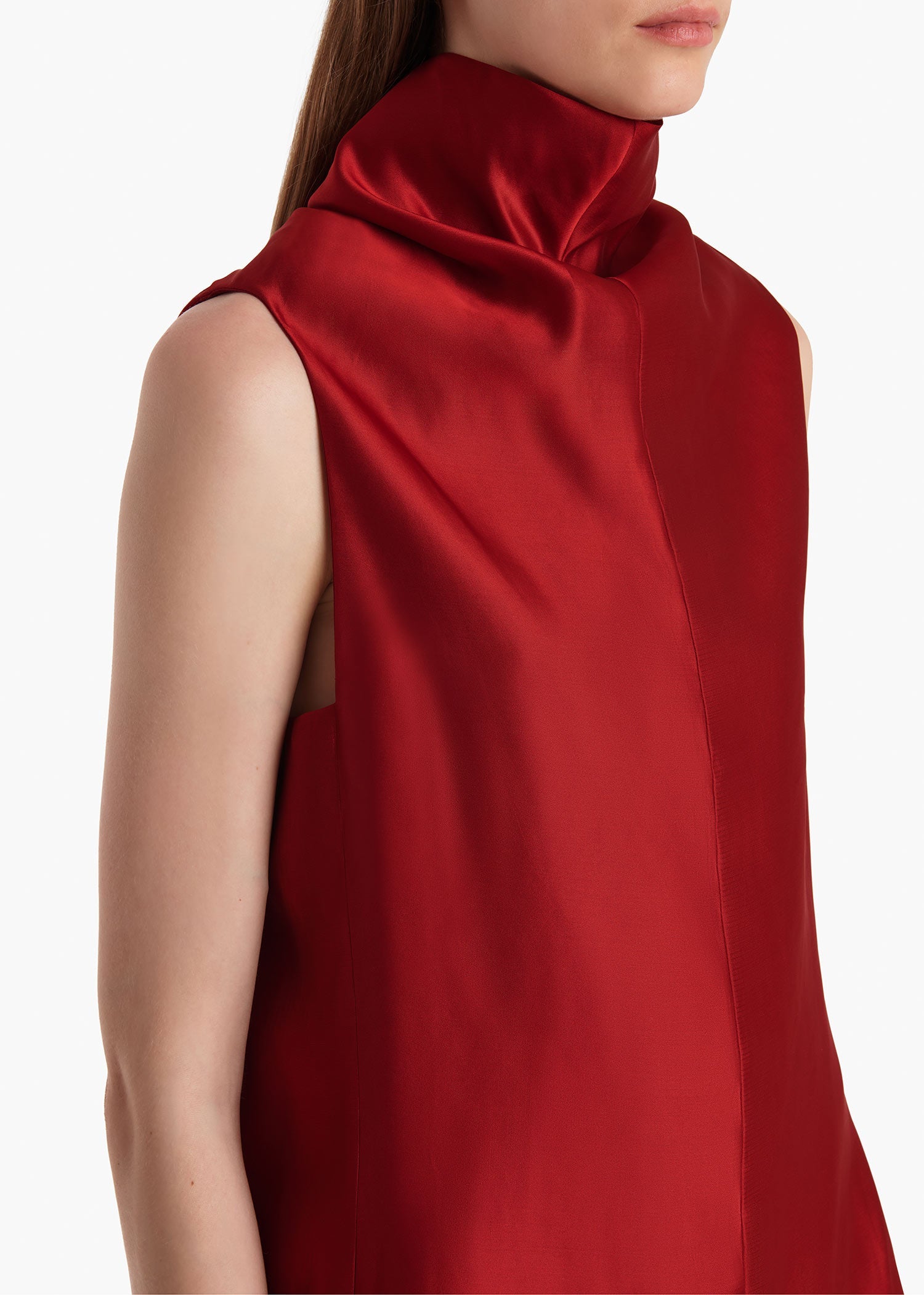 Khaite - Daria Dress in Crimson - Image 12