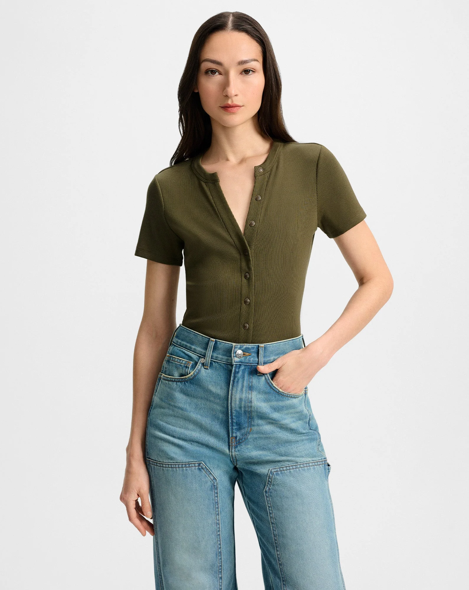 Veronica Beard - Dilia Button - Down T - Shirt
