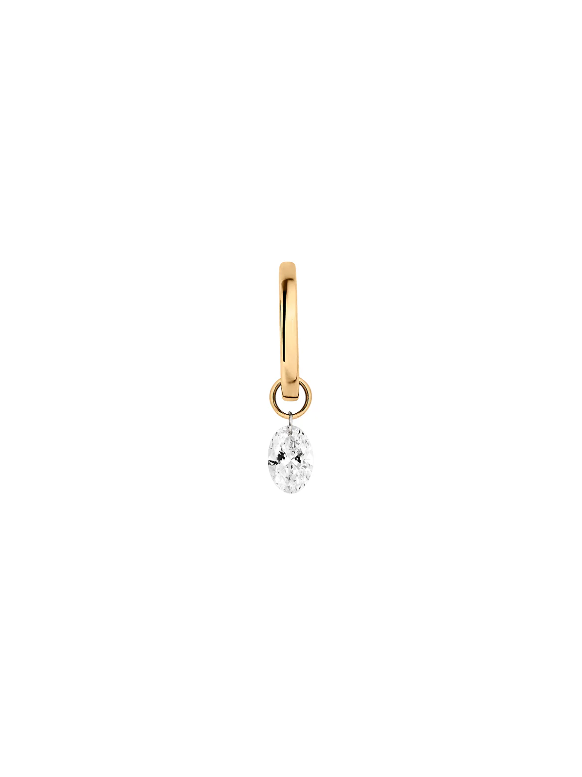 Dorsey - 14K FLOATING OVAL HUGGIE EARRING IN LAB DIAMOND, 14K YELLOW GOLD