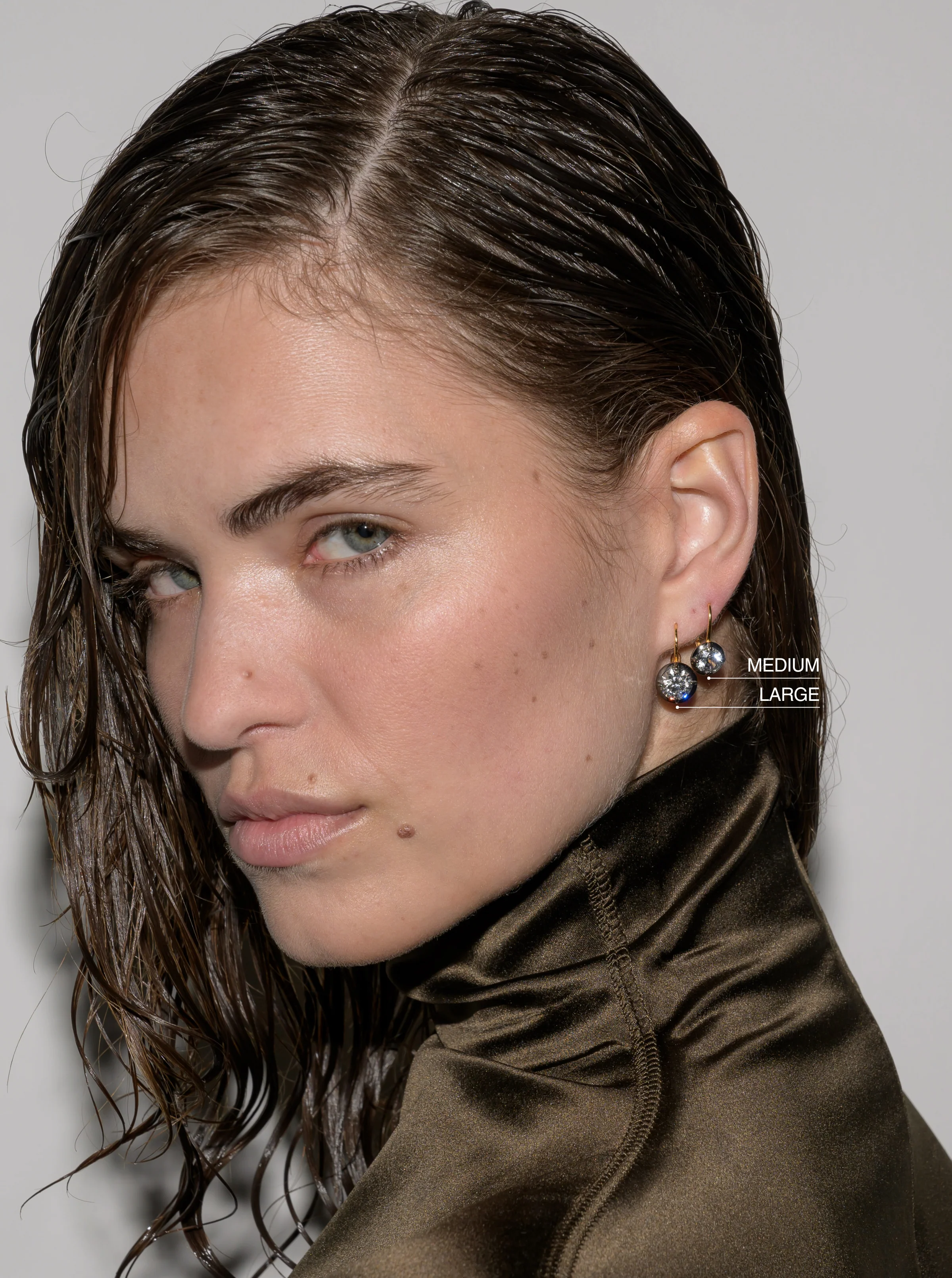 Dorsey - 14K LUCIEN LATCHBACK EARRINGS IN LAB DIAMOND, 14K WHITE GOLD - Image 3
