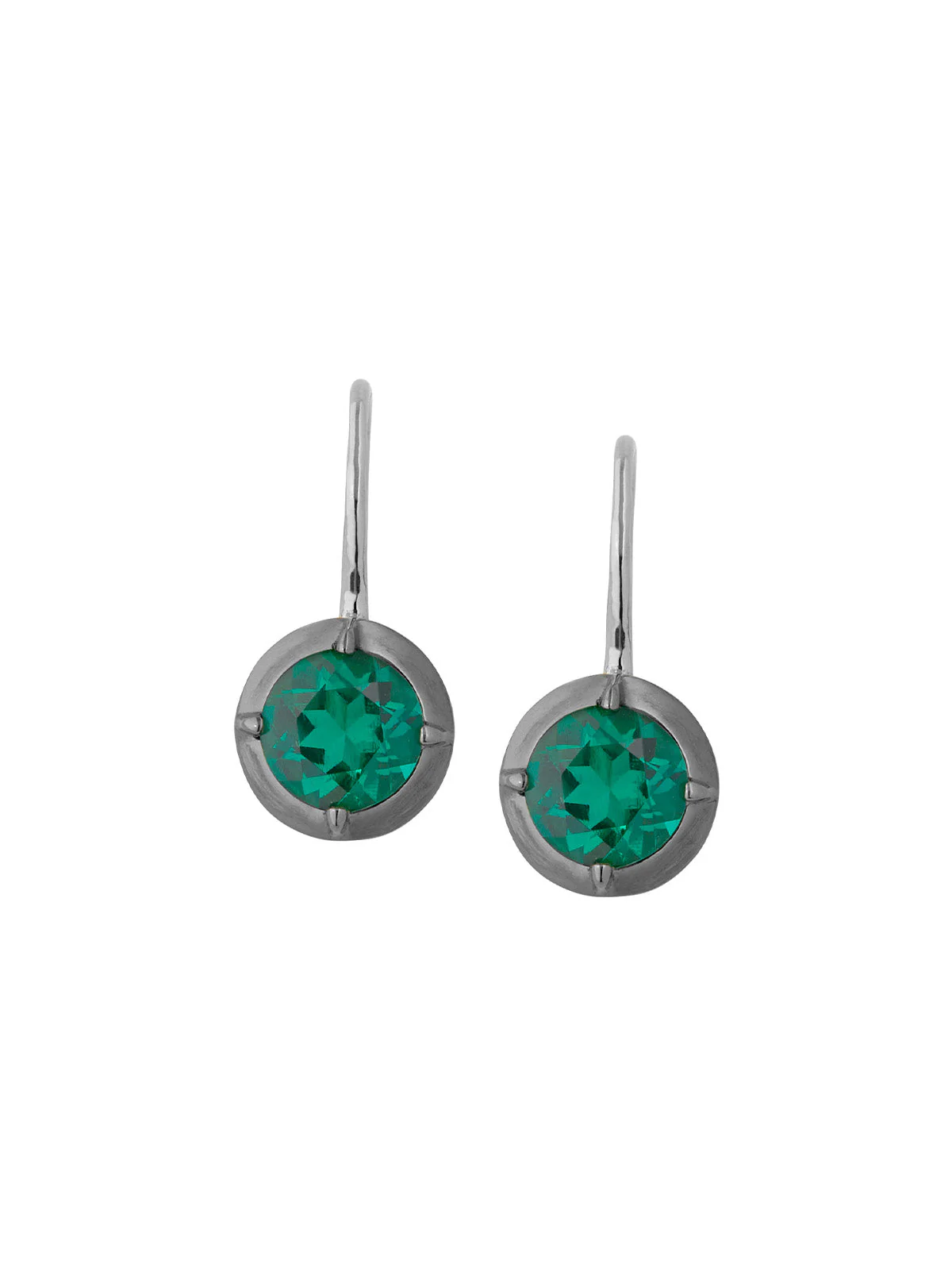 Dorsey - 14K LUCIEN LATCHBACK EARRINGS IN LAB EMERALD, 14K WHITE GOLD