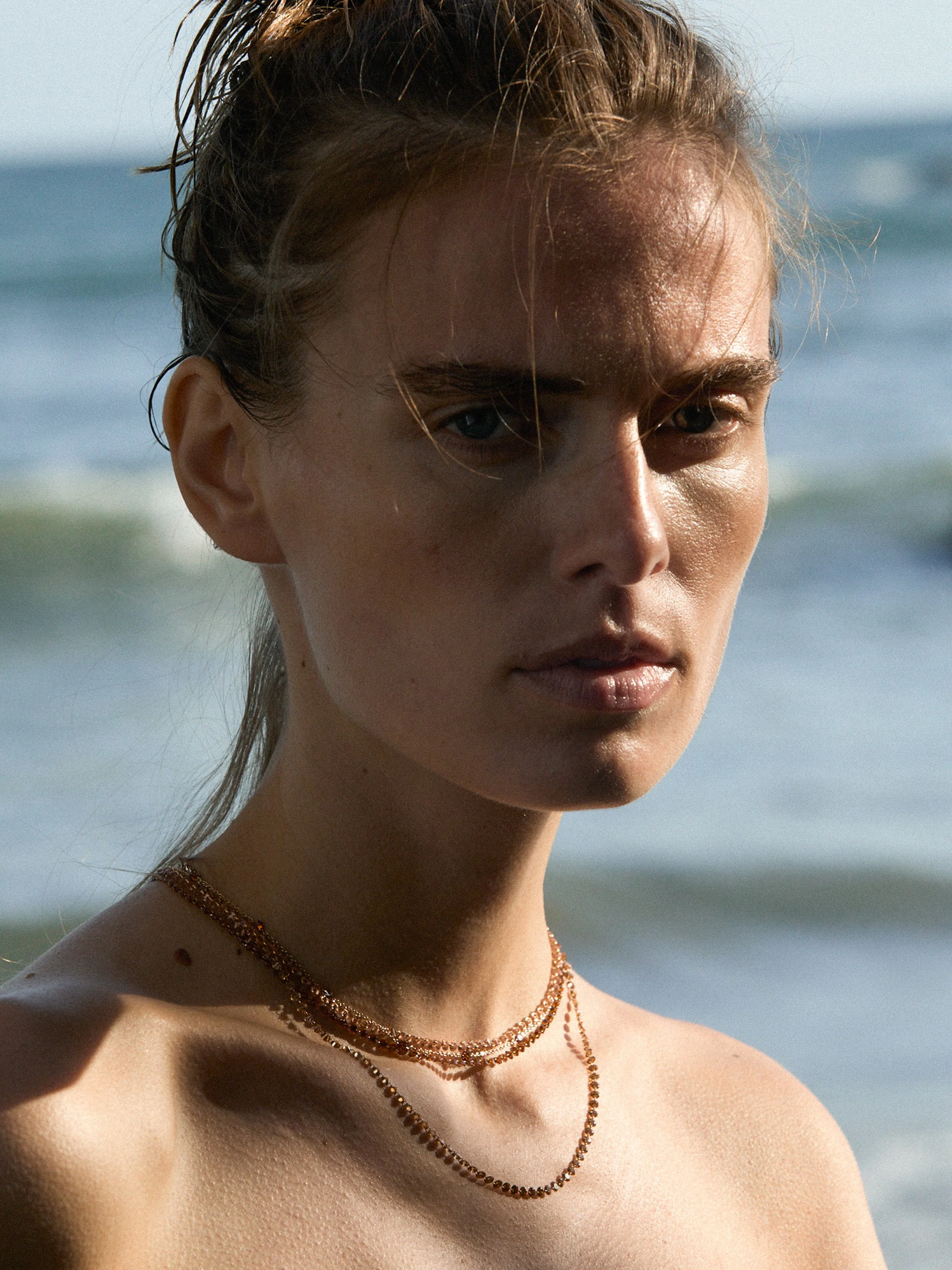 Dorsey - 14K ROUND - CUT FLOATING NECKLACE IN COGNAC LAB DIAMOND, 14K YELLOW GOLD - Image 4