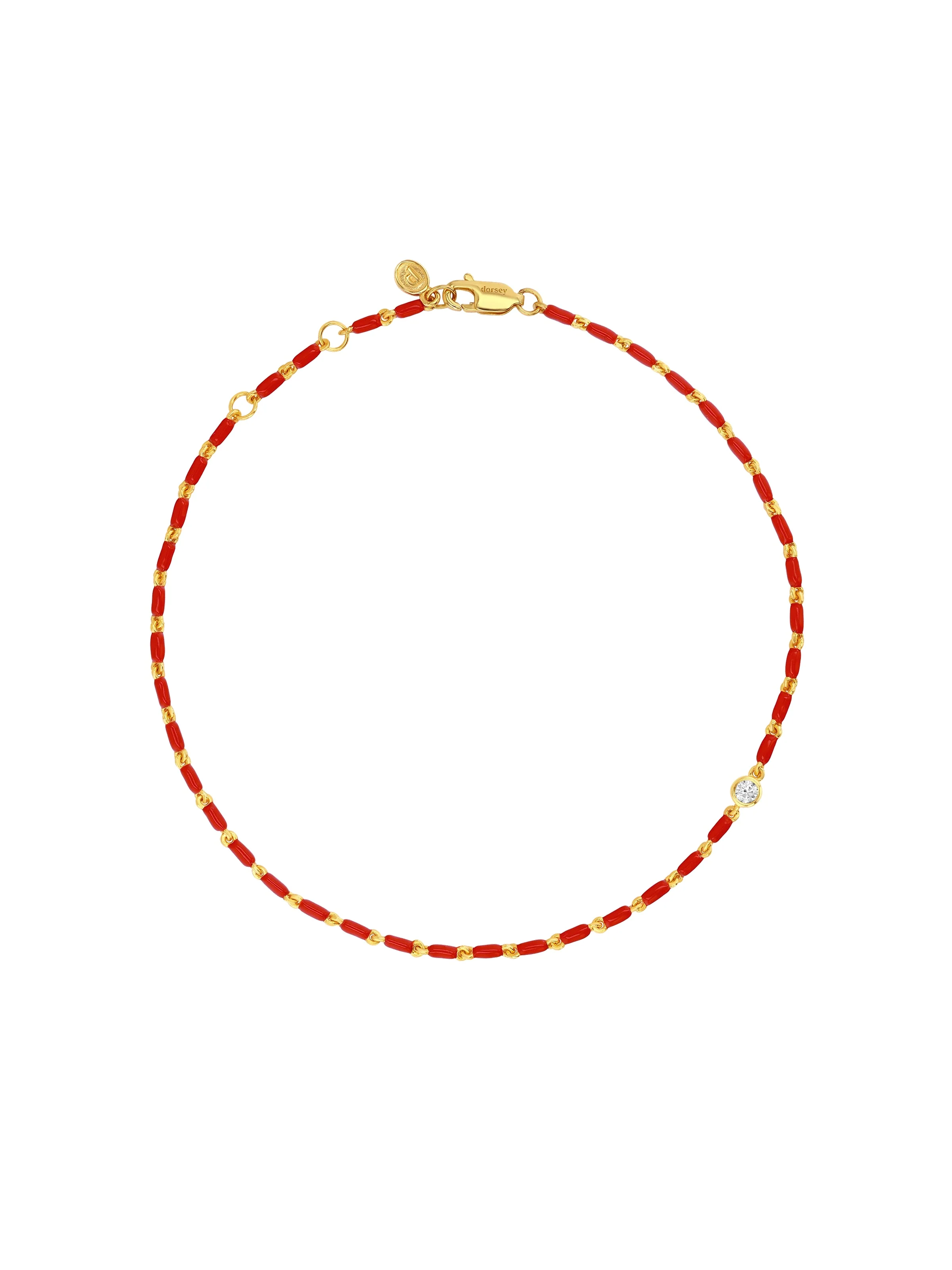 Dorsey - ENAMEL MOISSANITE ANKLET IN CERISE, 18K GOLD VERMEIL
