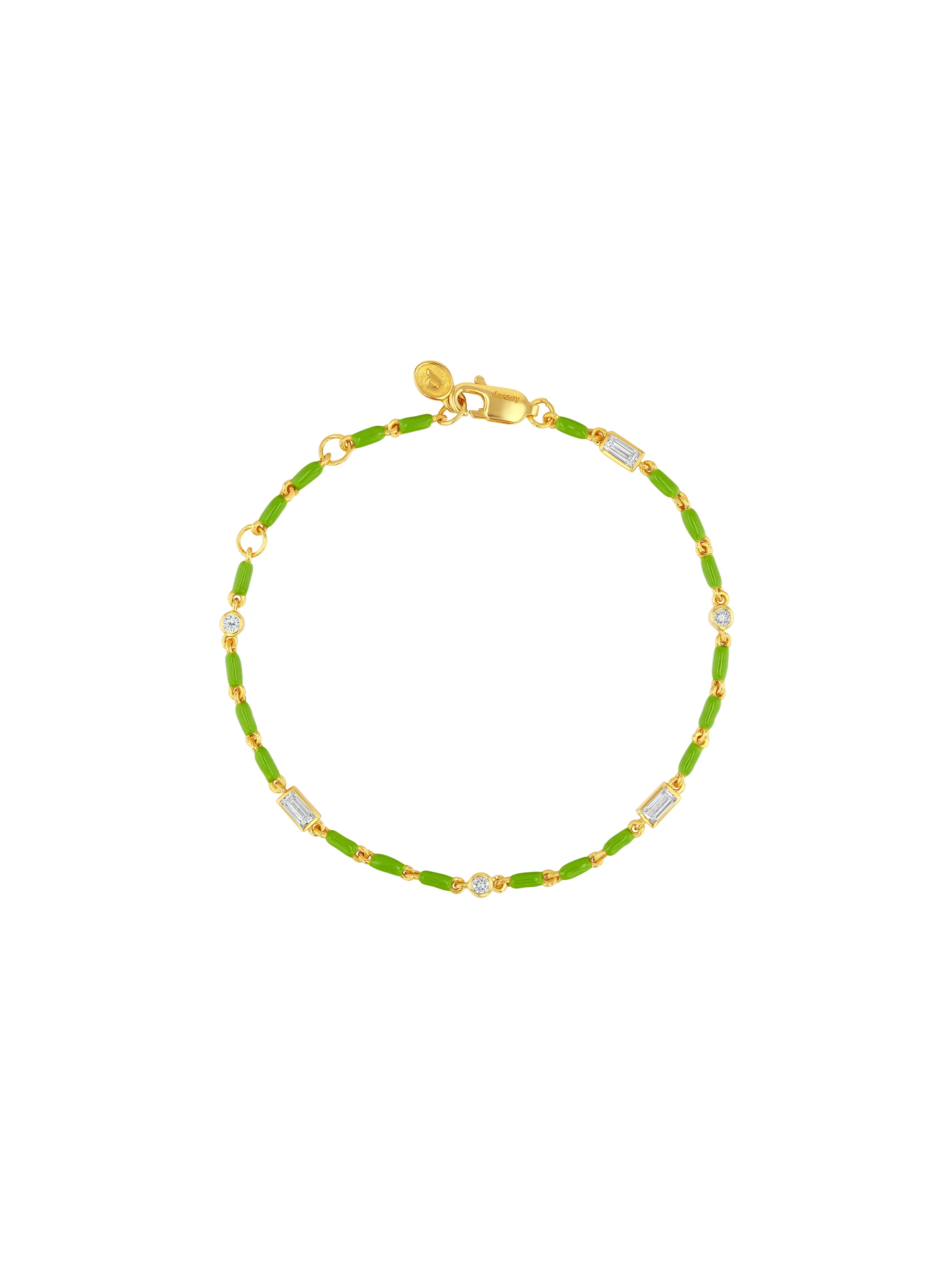 Dorsey - ENAMEL MOISSANITE BRACELET IN OLIVE, 18K GOLD VERMEIL
