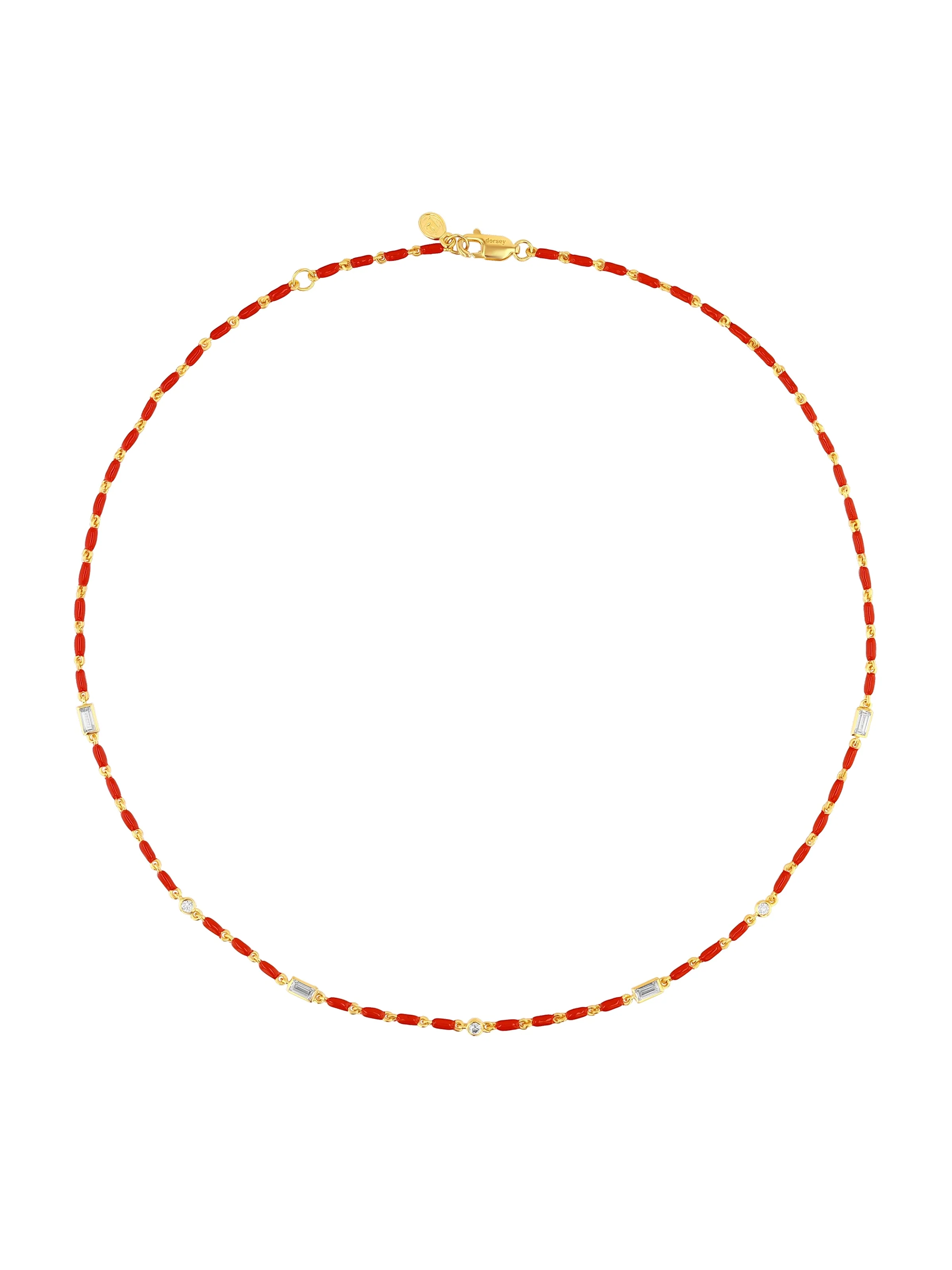 Dorsey - ENAMEL MOISSANITE NECKLACE IN CERISE, 18K GOLD VERMEIL