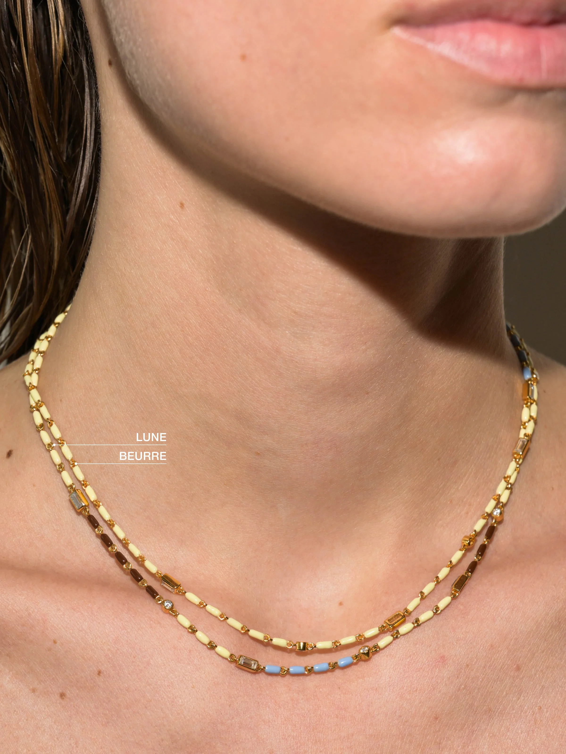 Dorsey - ENAMEL MOISSANITE NECKLACE IN LUNE, 18K GOLD VERMEIL - Image 4