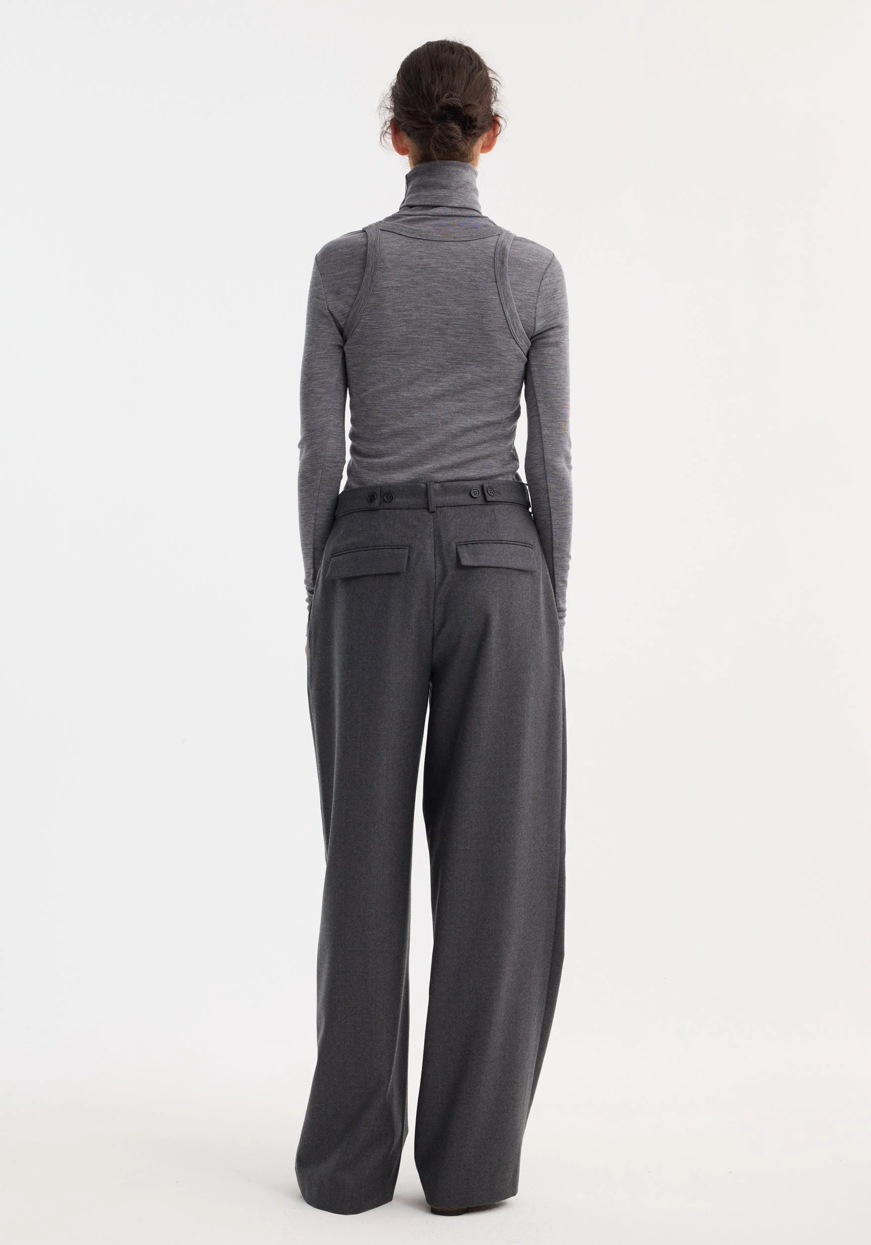 ROHE - Double - layer wool top | mid grey melange - Image 4