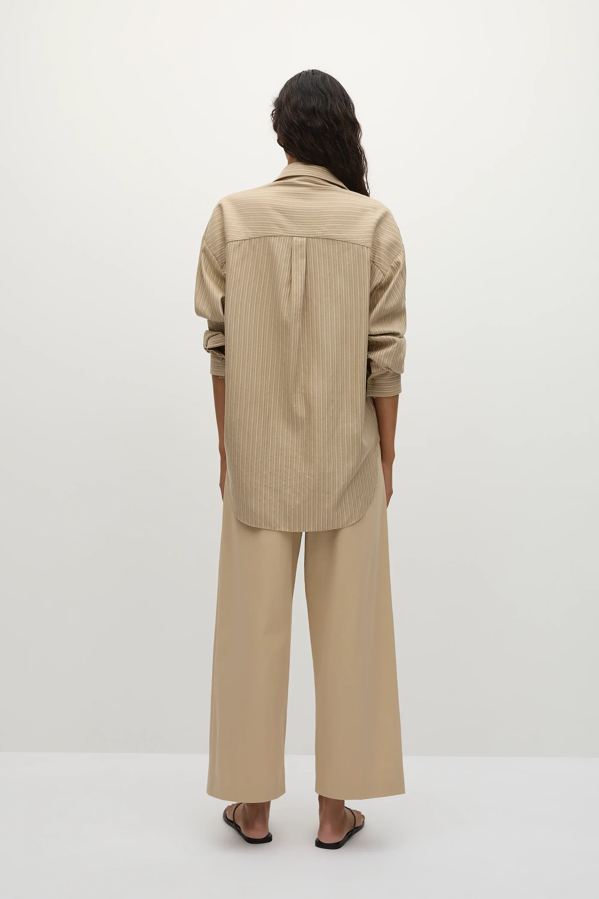 Faithfull - En Vau Oversized Shirt Pinstripe Fawn White - Final Sale - Image 6