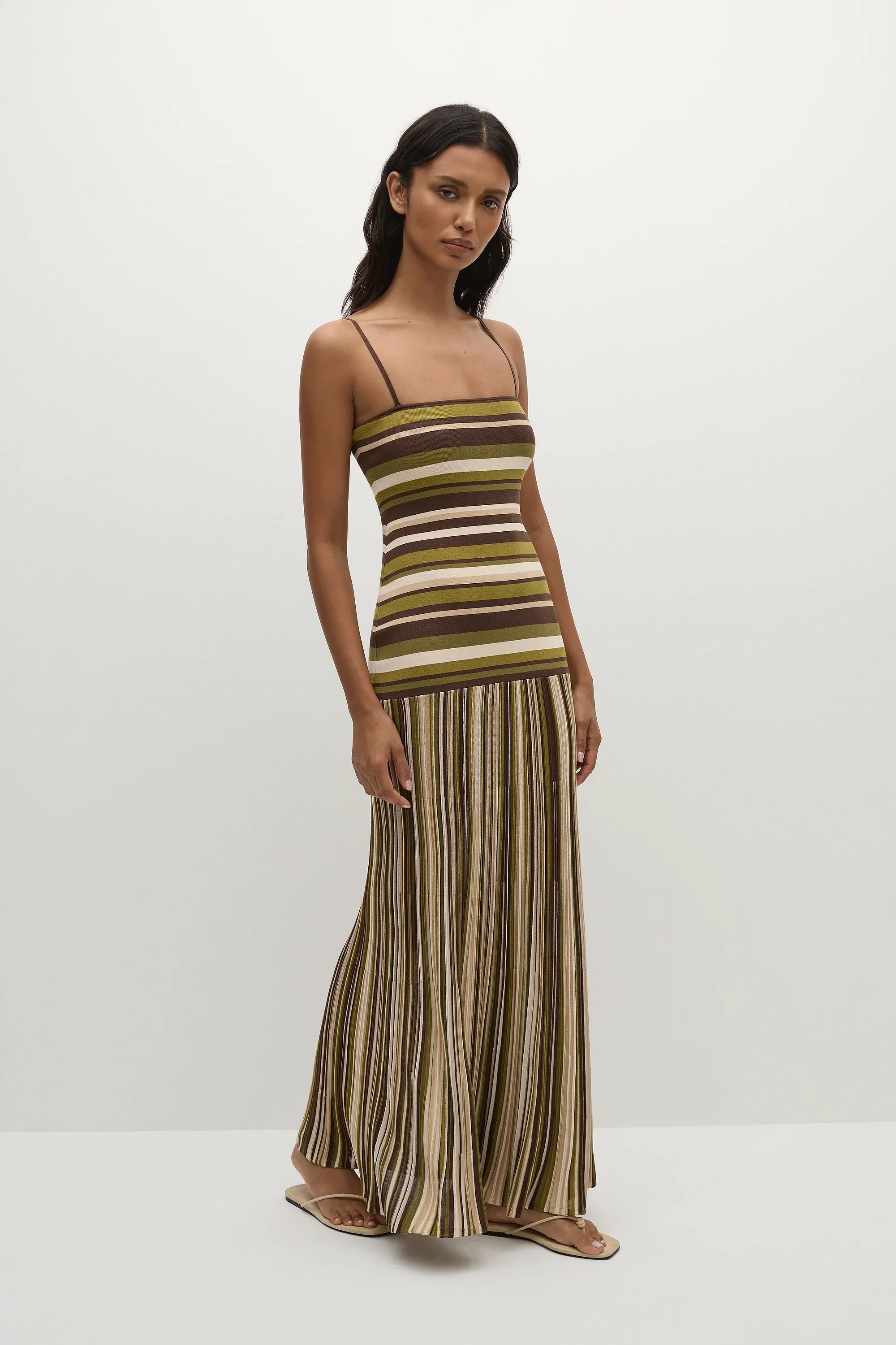 Faithfull - Essenia Knit Dress Espresso Pine Stripe - Image 4