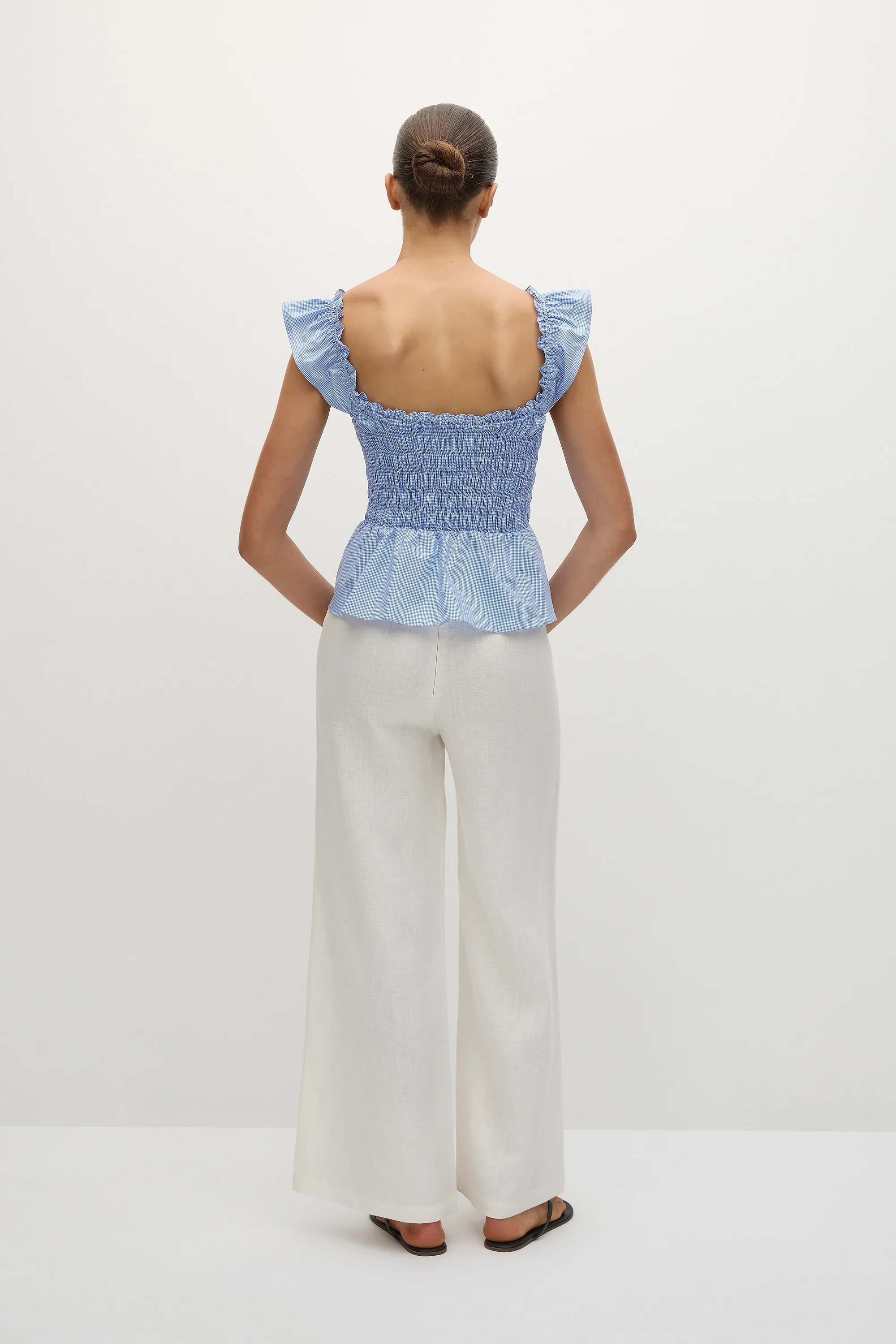 Faithfull - Eudora Top Micro Gingham Soft Blue - Final Sale - Image 4
