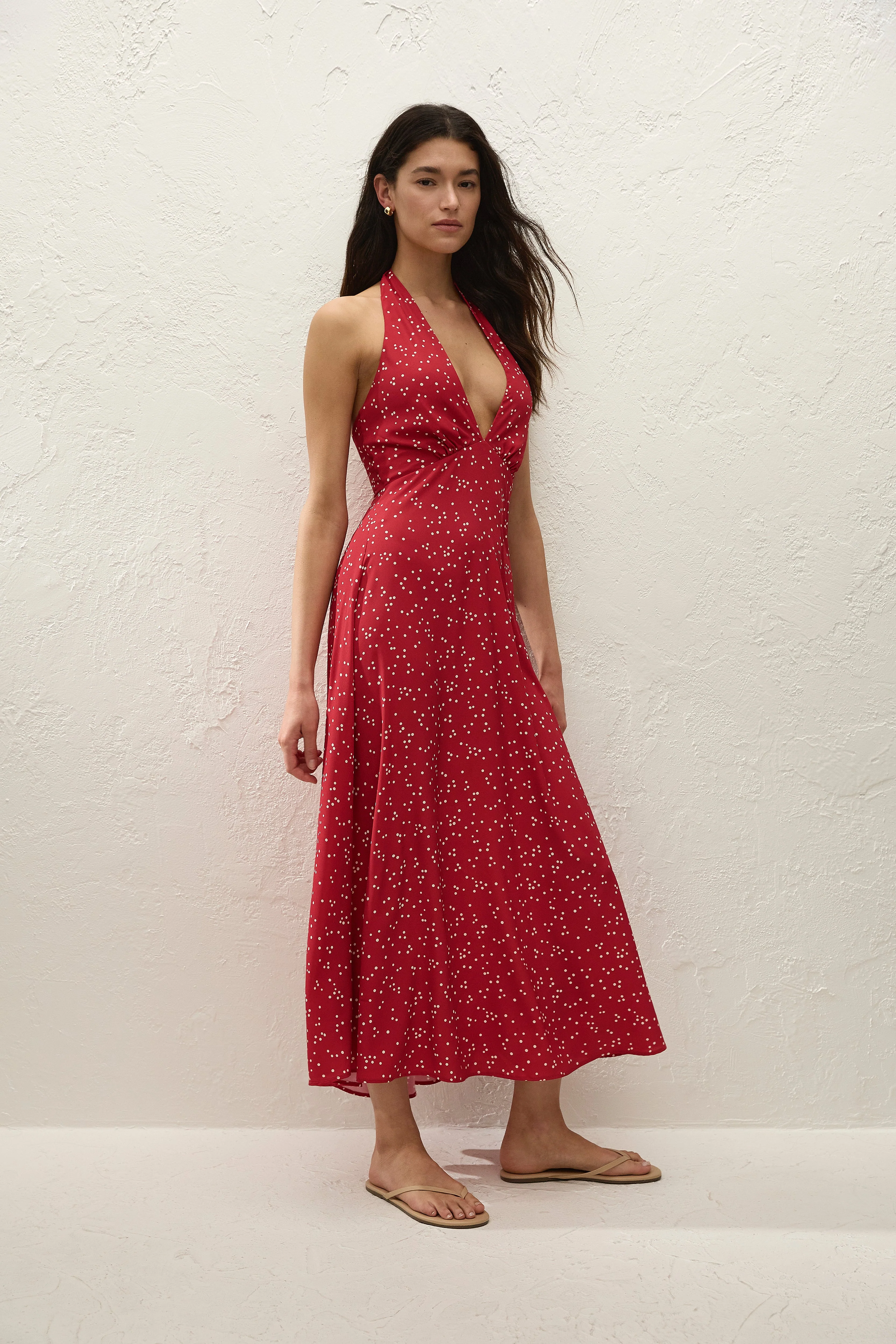 Faithfull - Jennah Midi Dress Linnea Dot Rosso - Image 3